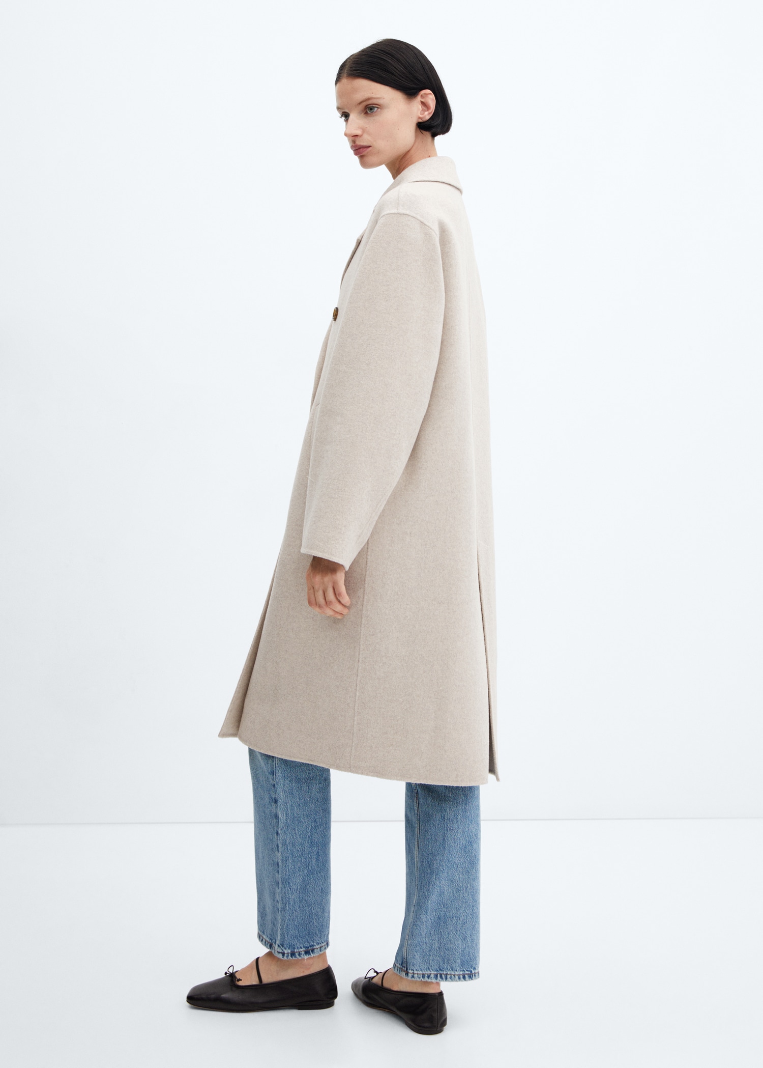 Manteau laine fait main oversize Femme MANGO OUTLET Belgique