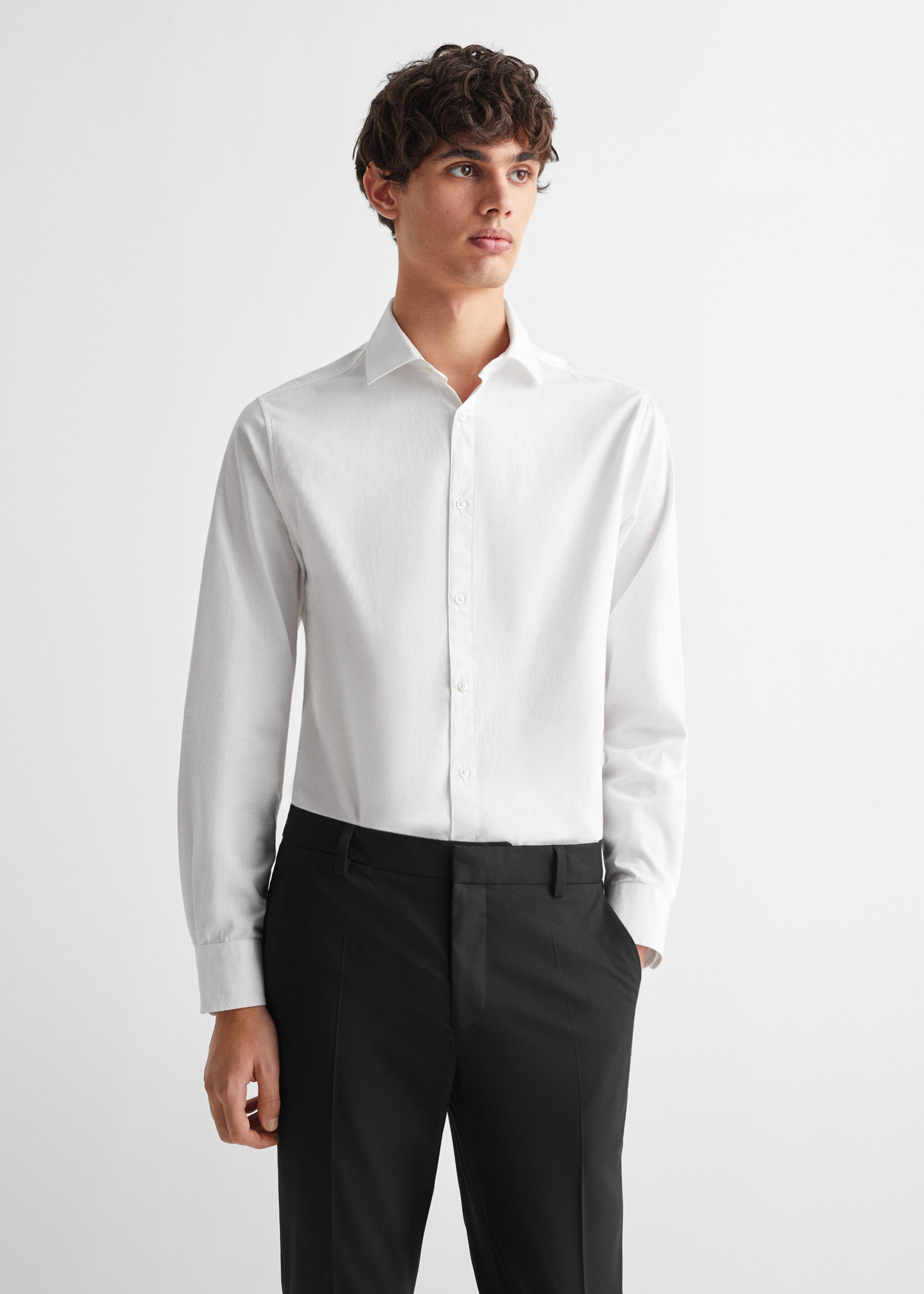 Camisa Oxford algodón - Plano medio, Blanco. Ref: 67060651-00.