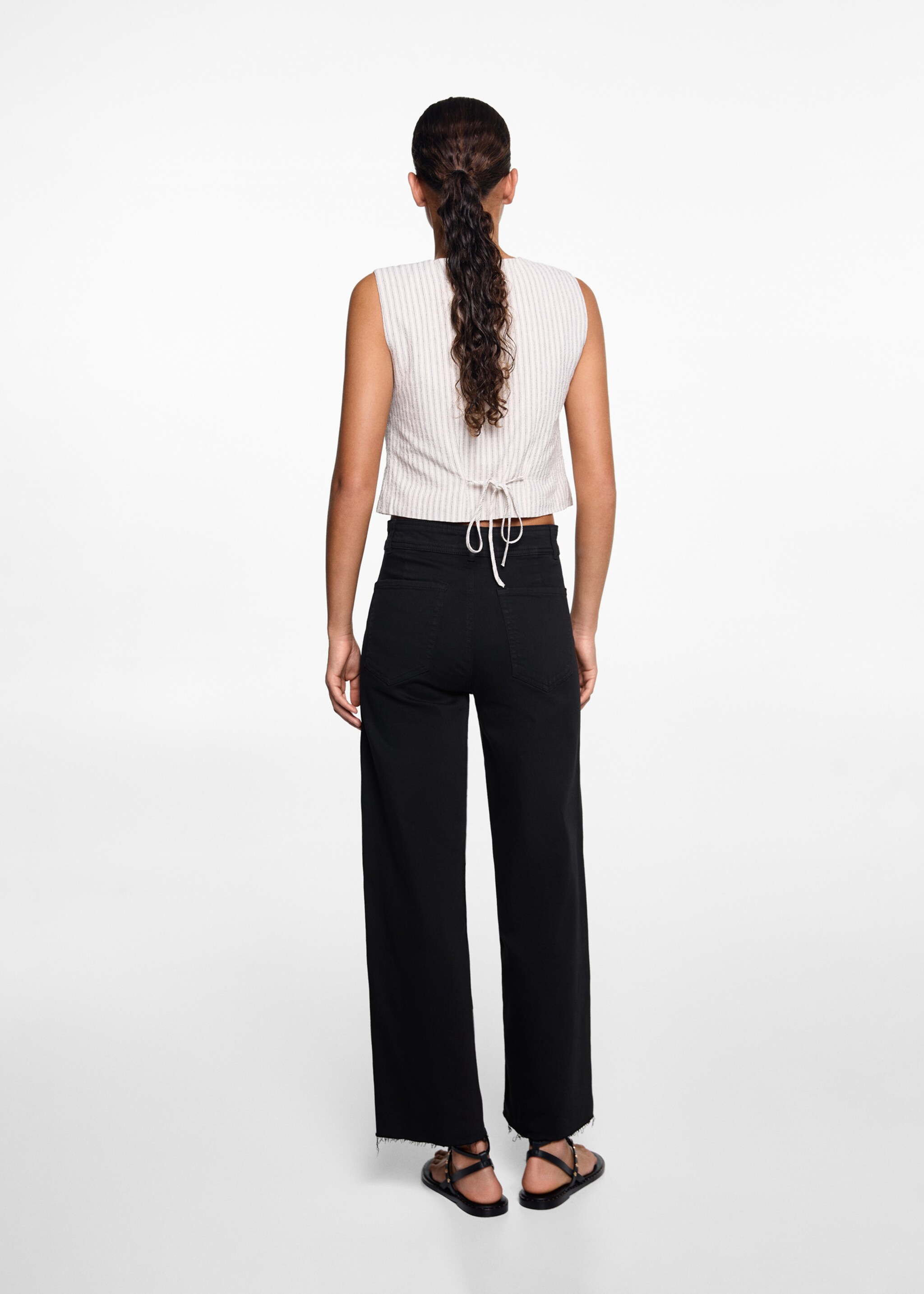 Jeans culotte mid-waist comfort - Reverse of the article, Black. Ref: 67060653-00.