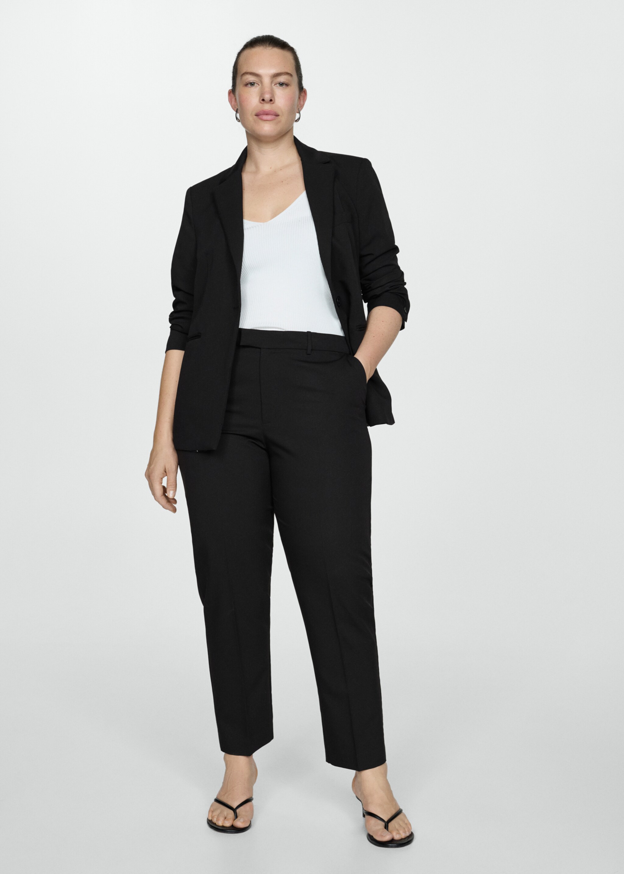 Straight suit trousers - Details of the article 3, Black. Ref: 67060666-00.