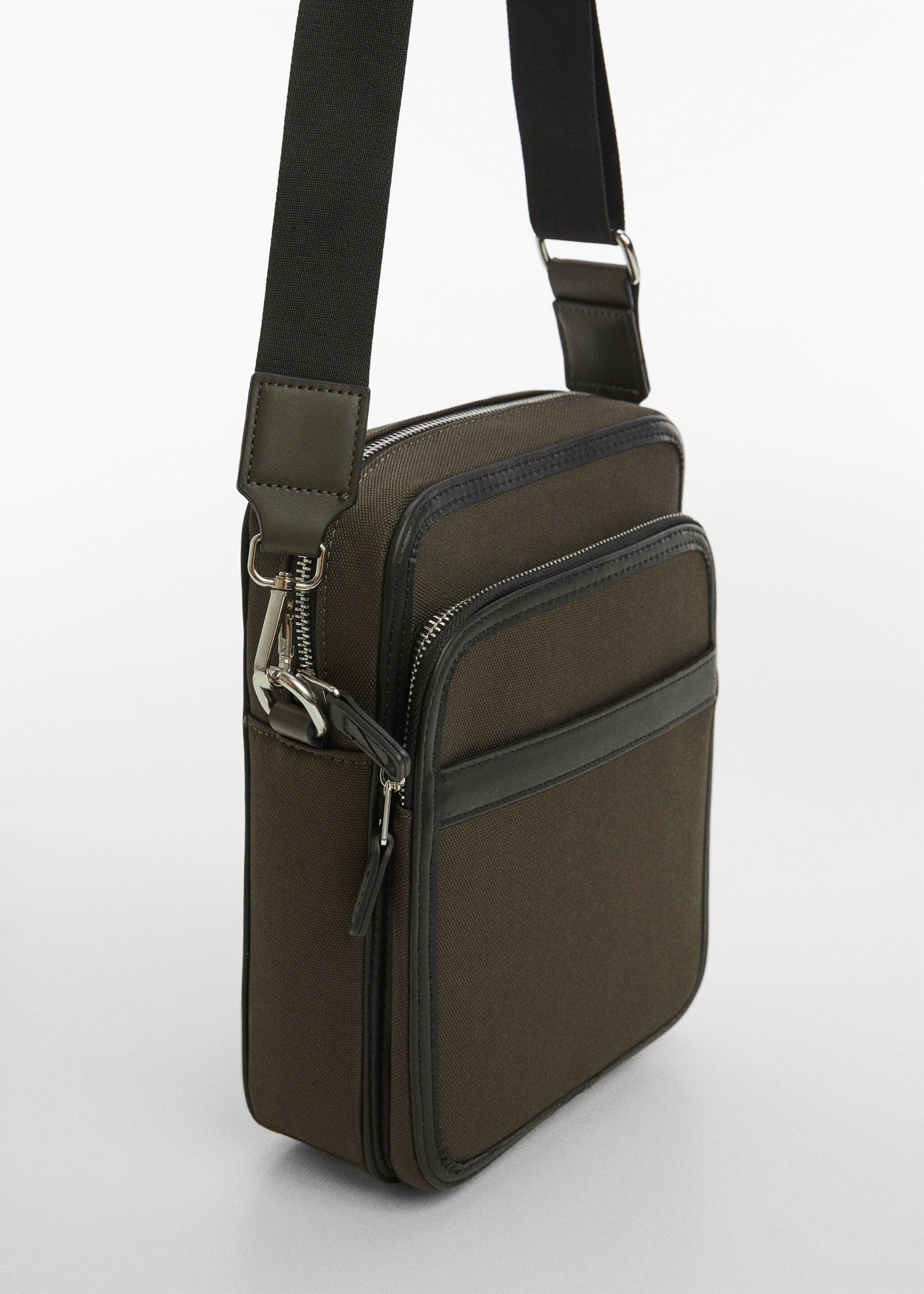 Shoulder bag with leather-effect details - Medium plane