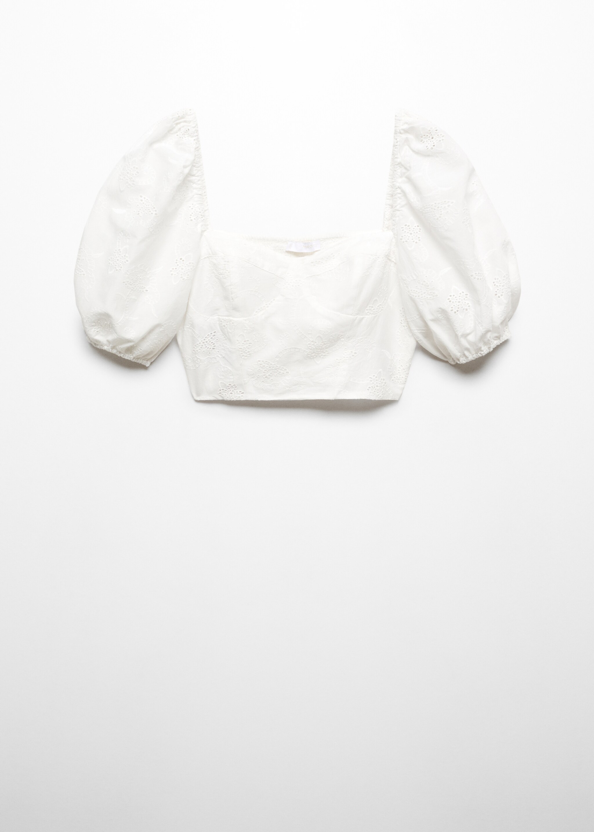 Puff-sleeved cropped blouse - Article without model