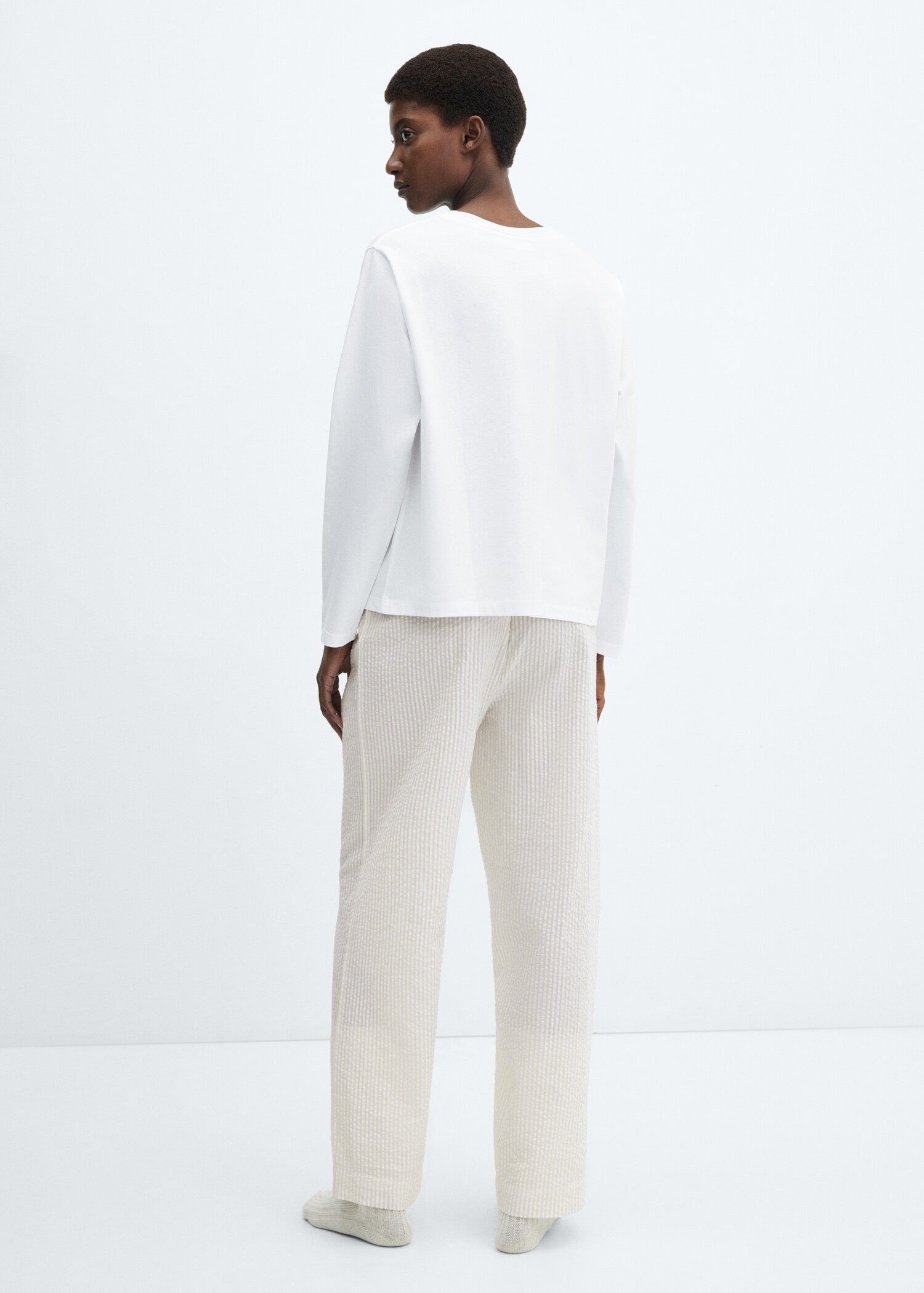 Two-piece striped cotton pyjamas - Reverse of the article