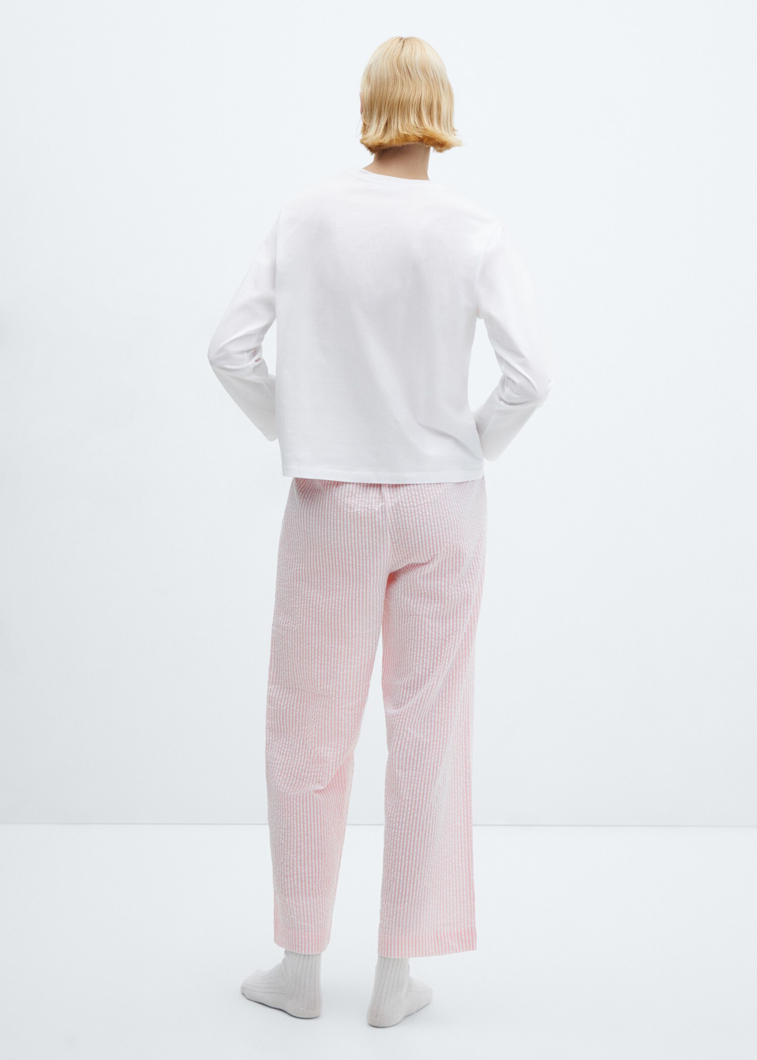 Two-piece striped cotton pyjamas - Reverse of the article