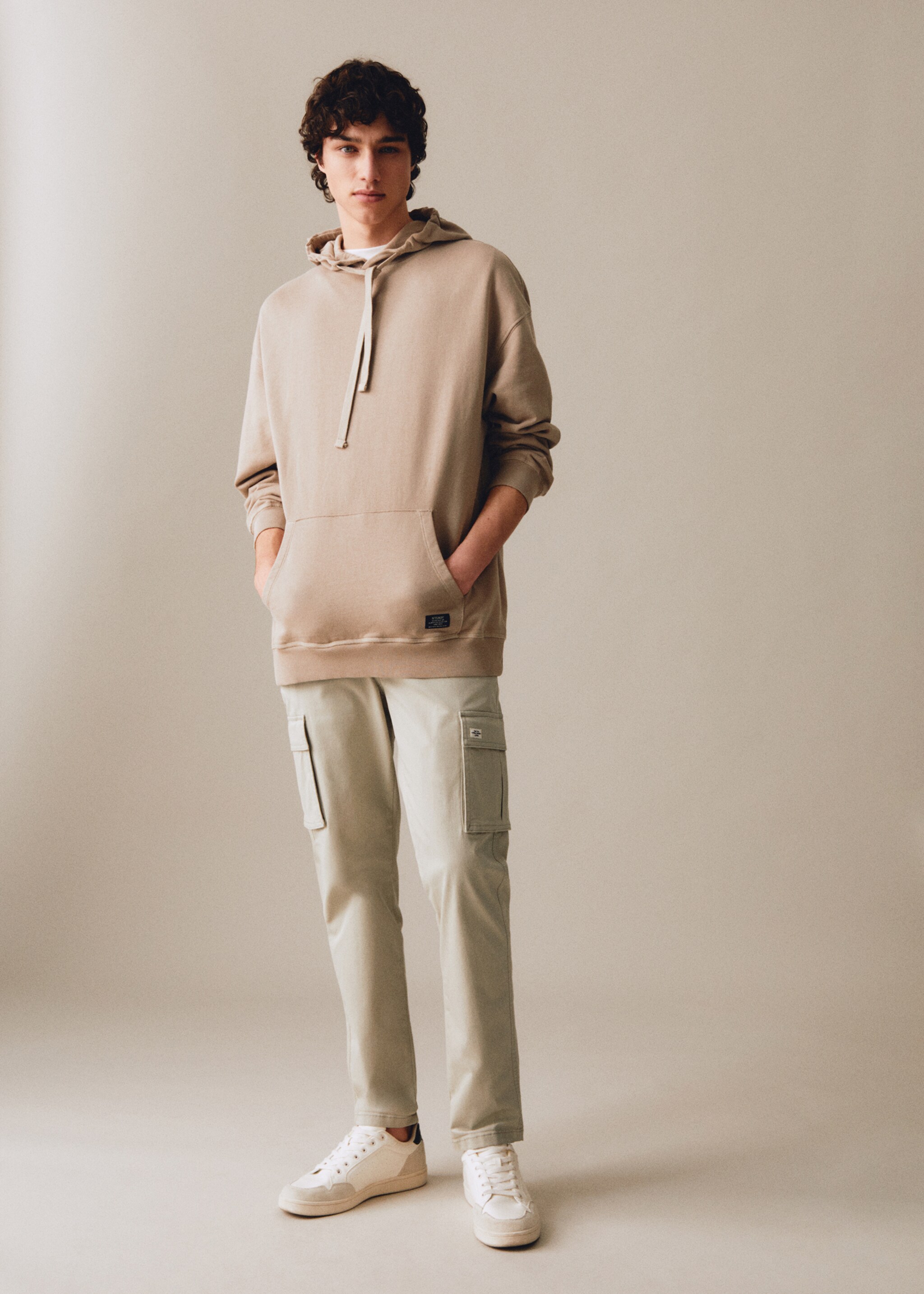 Cotton cargo trousers - Details of the article 5, Pastel Green. Ref: 67062912-00.