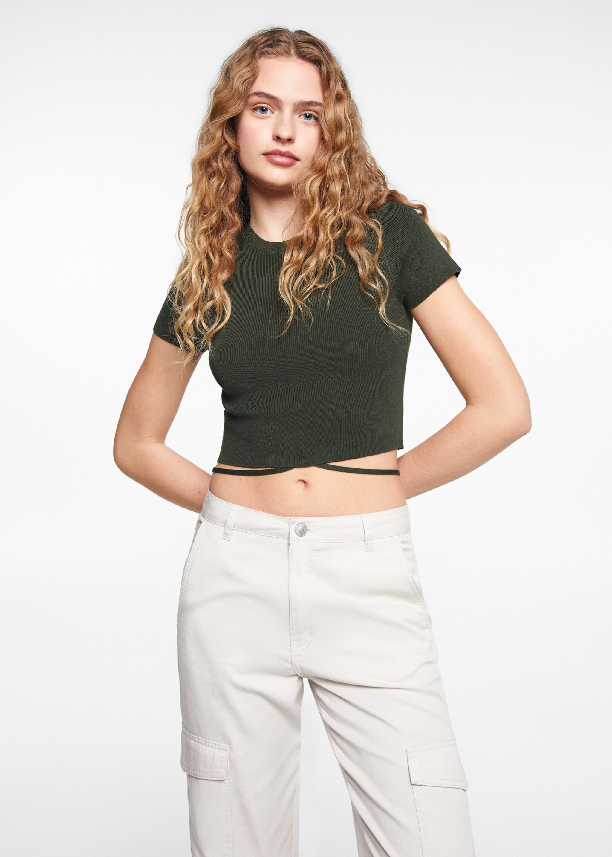 Knitted t-shirt with box - Medium plane, Khaki. Ref: 67062914-00.