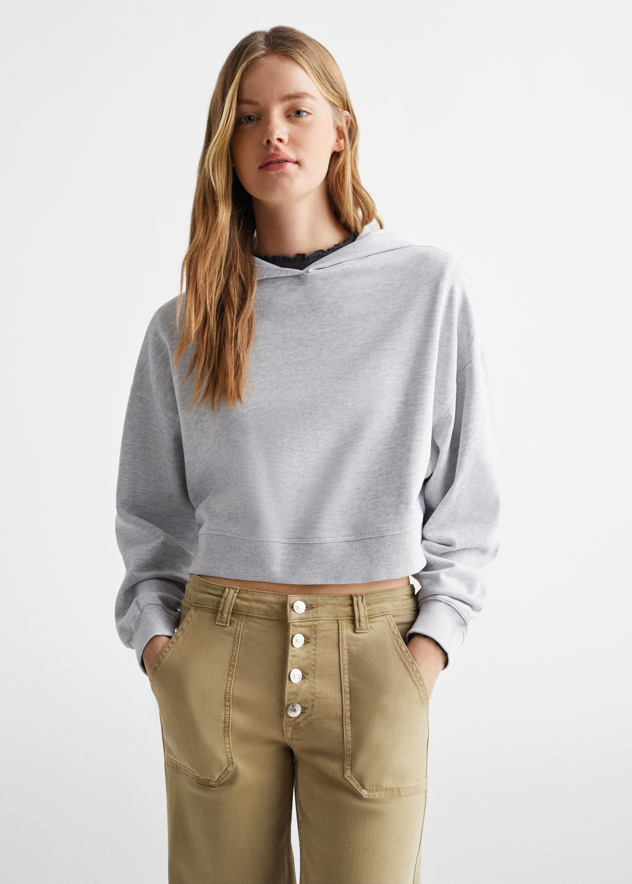 Katoenen crop sweatshirt - Middenvlak