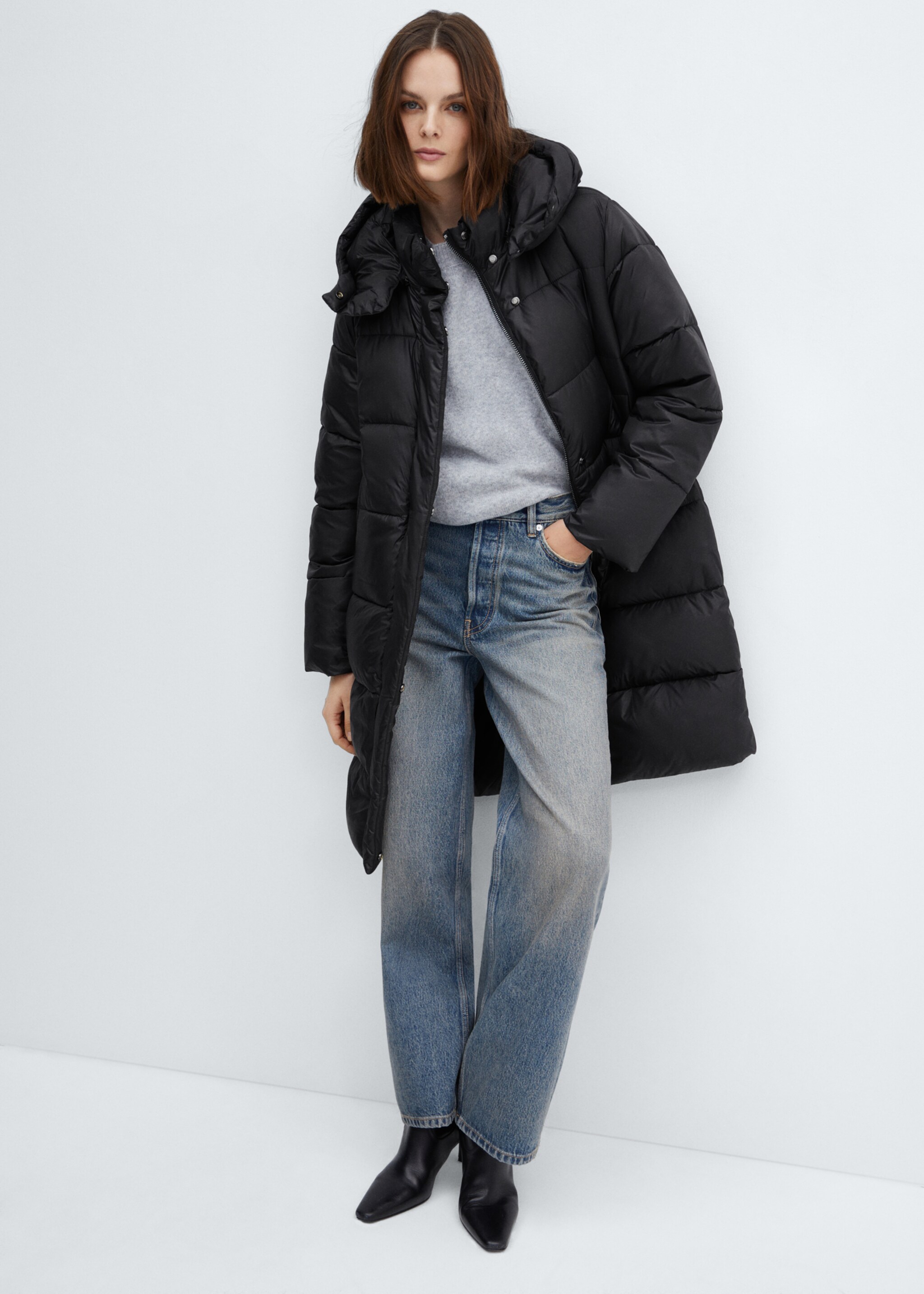 Detachable hood quilted coat - Details of the article 2