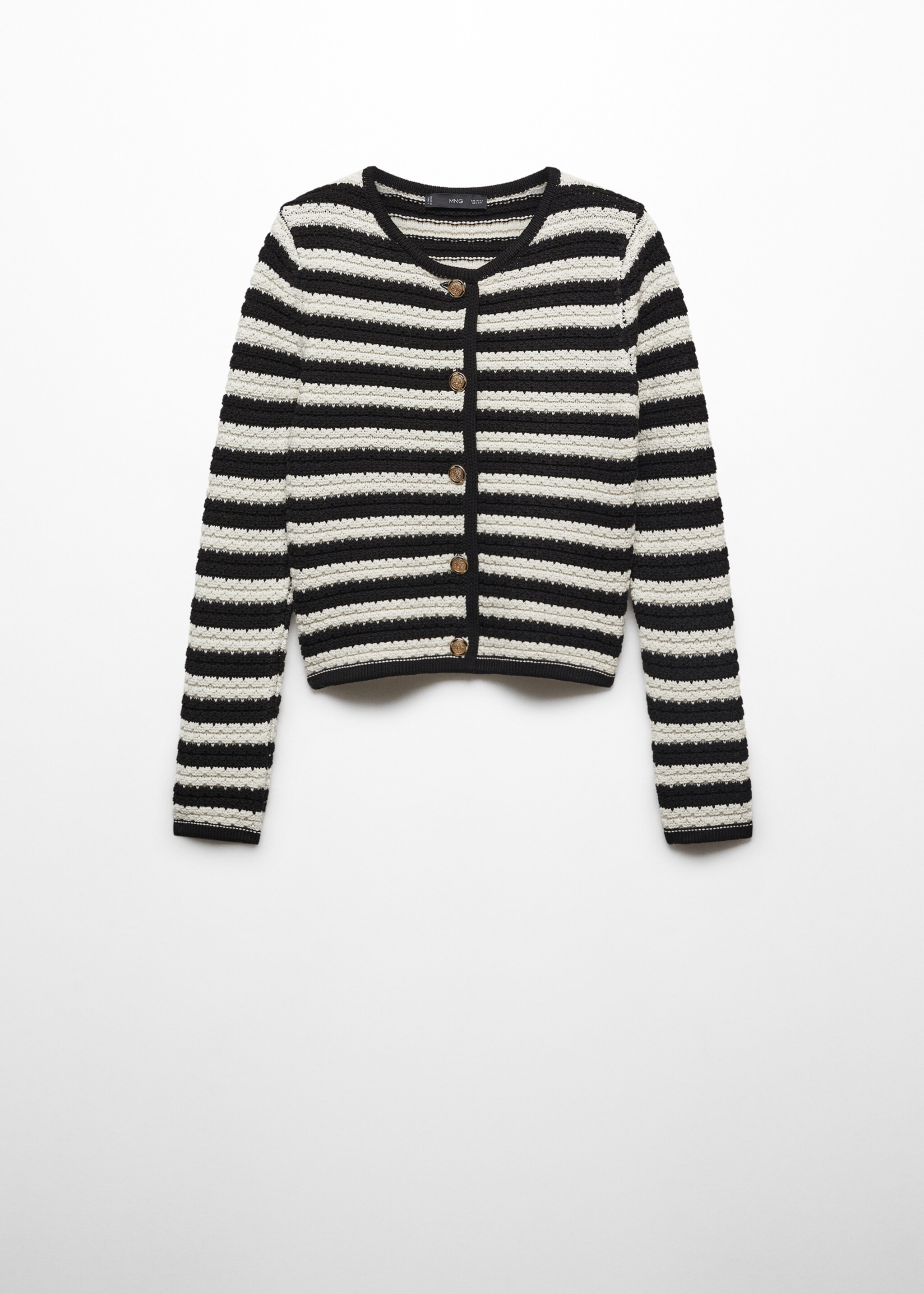 Striped cardigan with jewel buttons - Article without model, Off White. Ref: 67064024-00.
