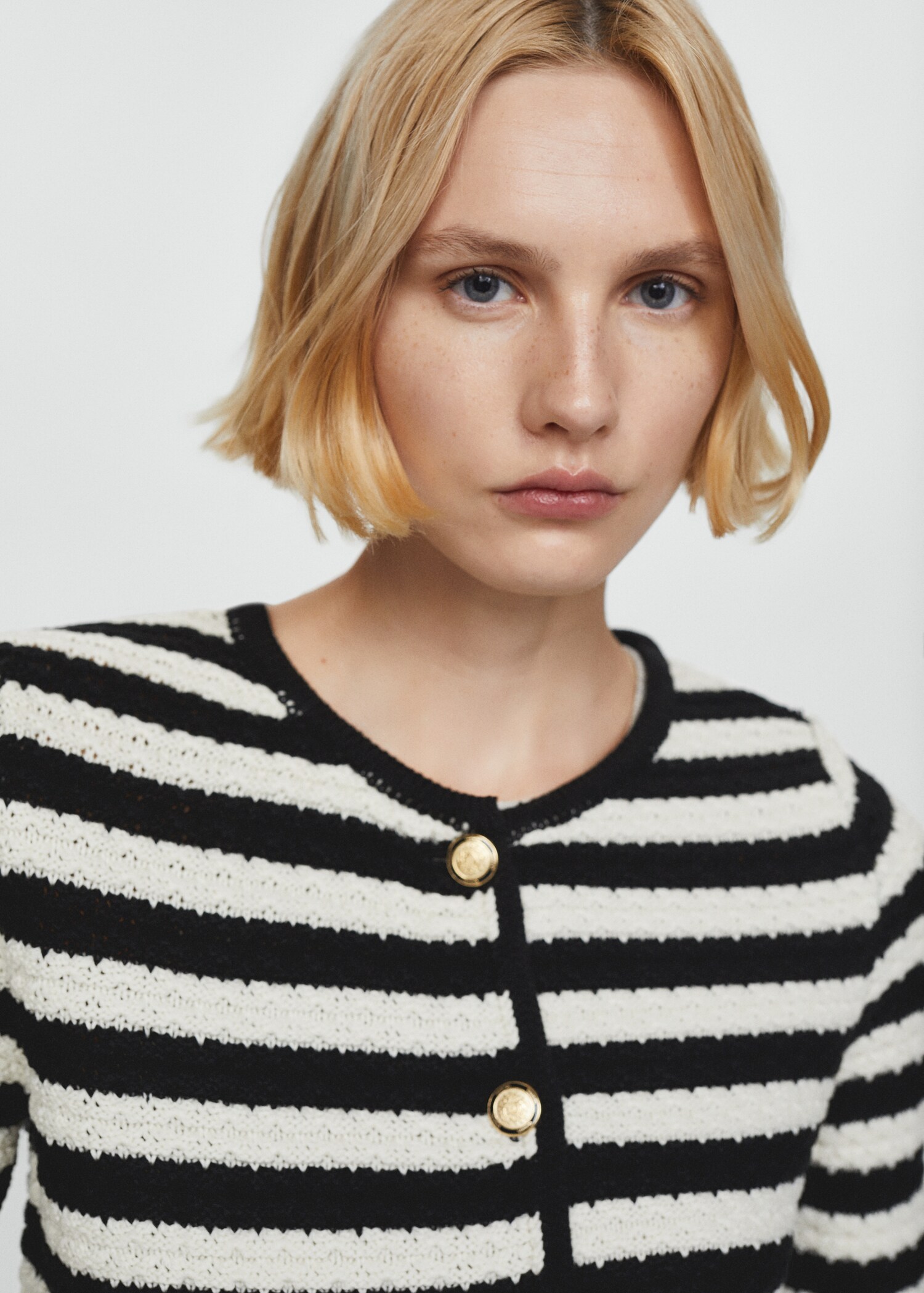 Striped cardigan with jewel buttons - Details of the article 1