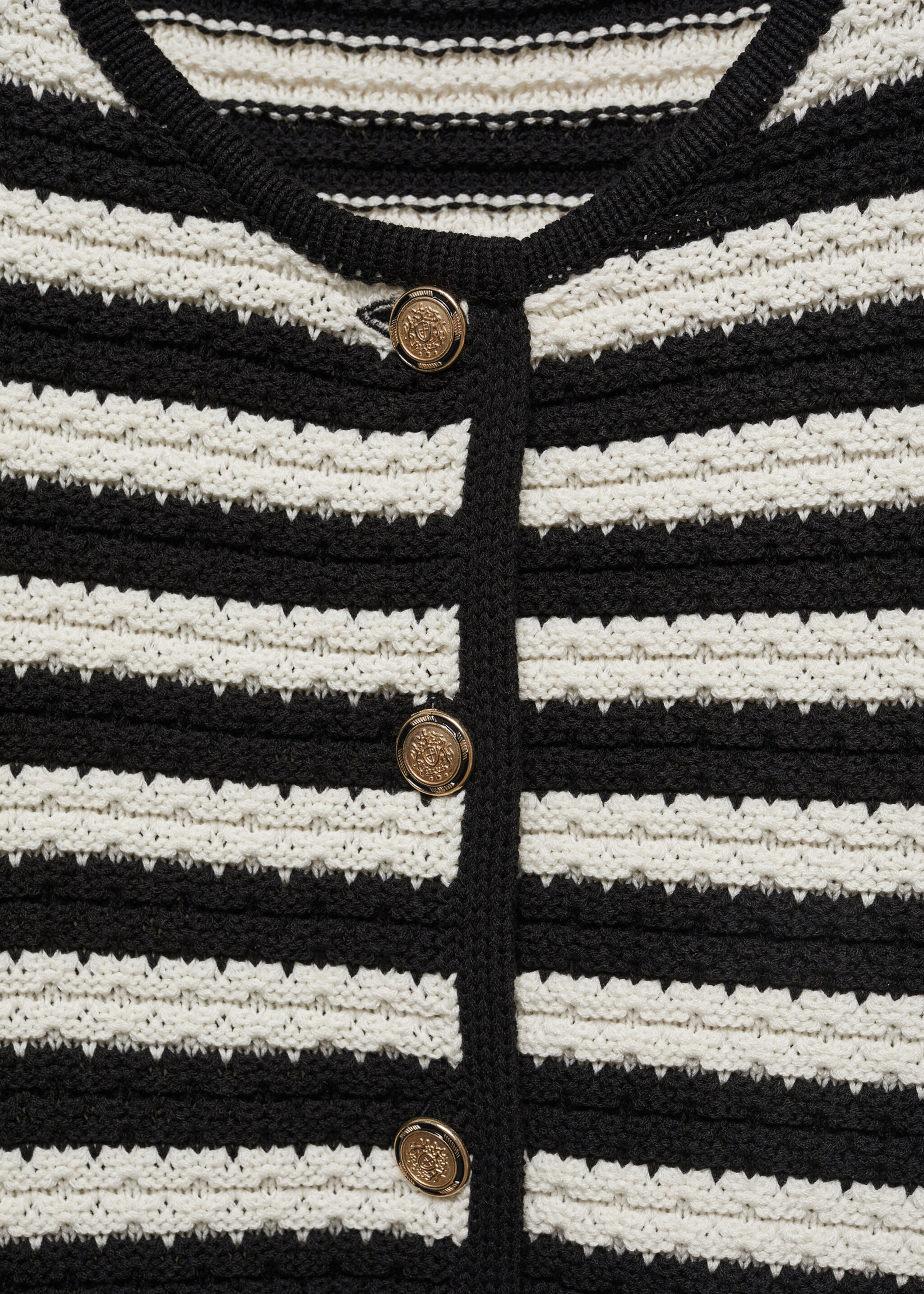 Striped cardigan with jewel buttons - Details of the article 8, Off White. Ref: 67064024-00.
