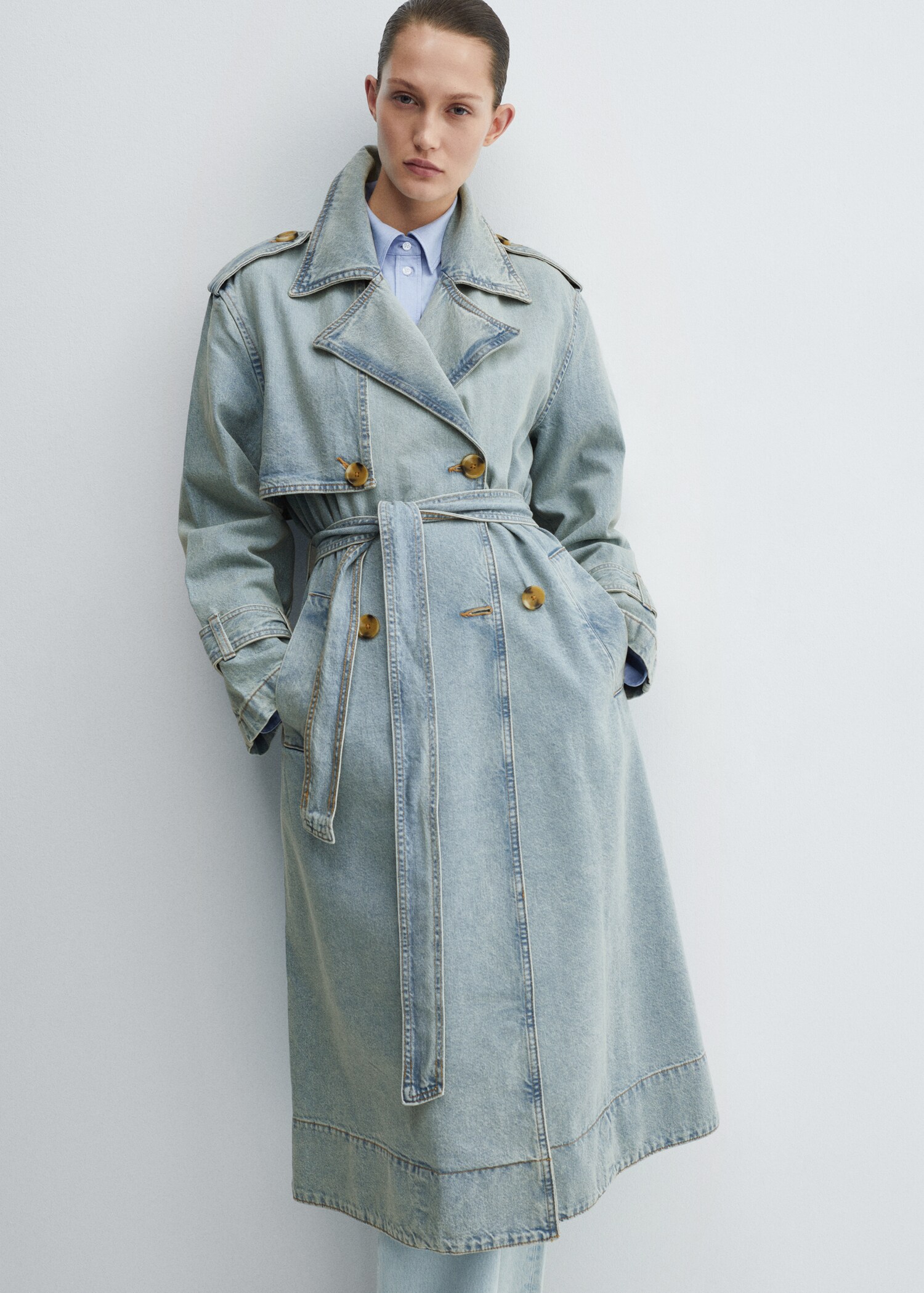 Double breasted denim trench - Medium plane