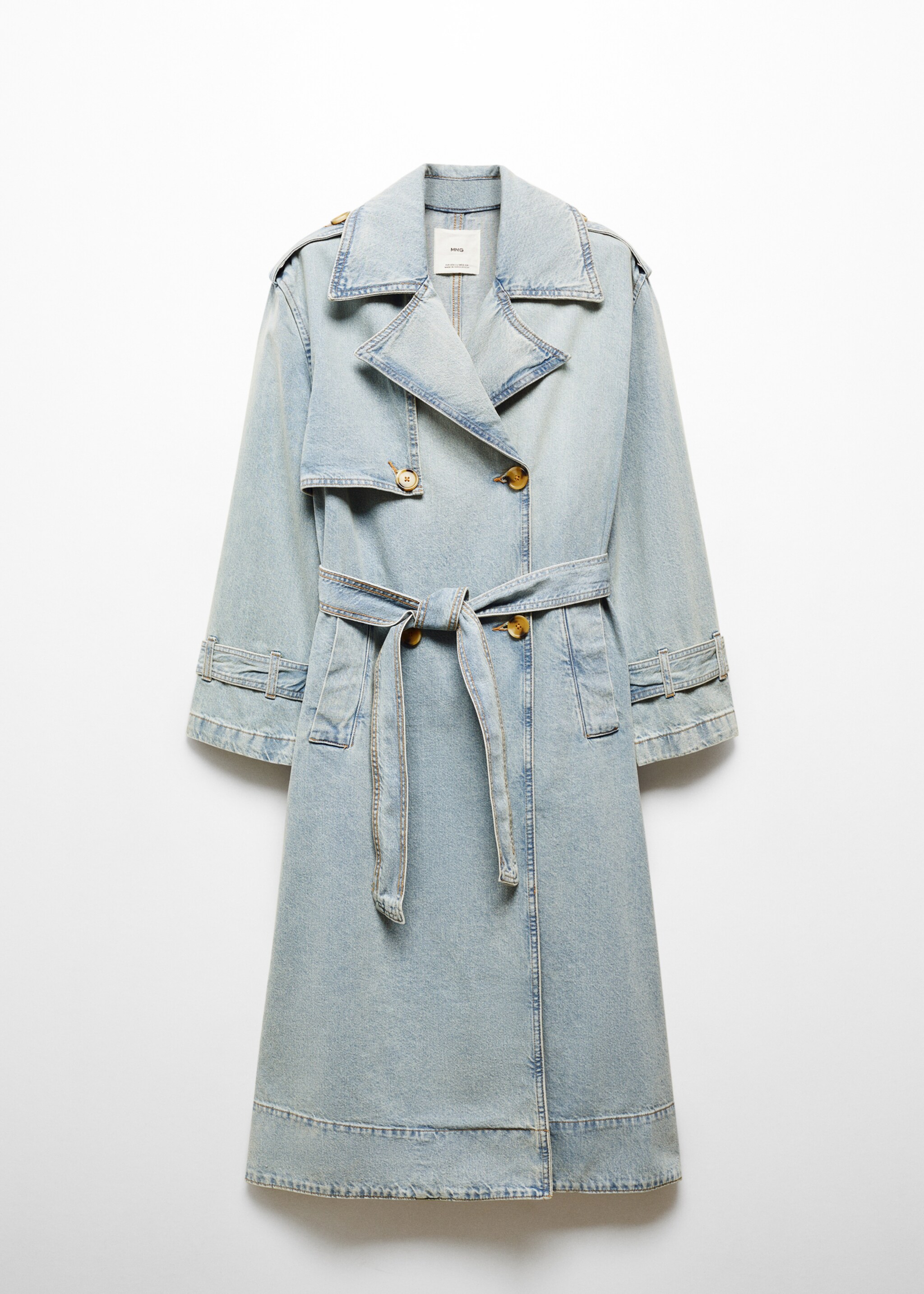 Double breasted denim trench - Article without model, Medium Blue. Ref: 67064025-00.