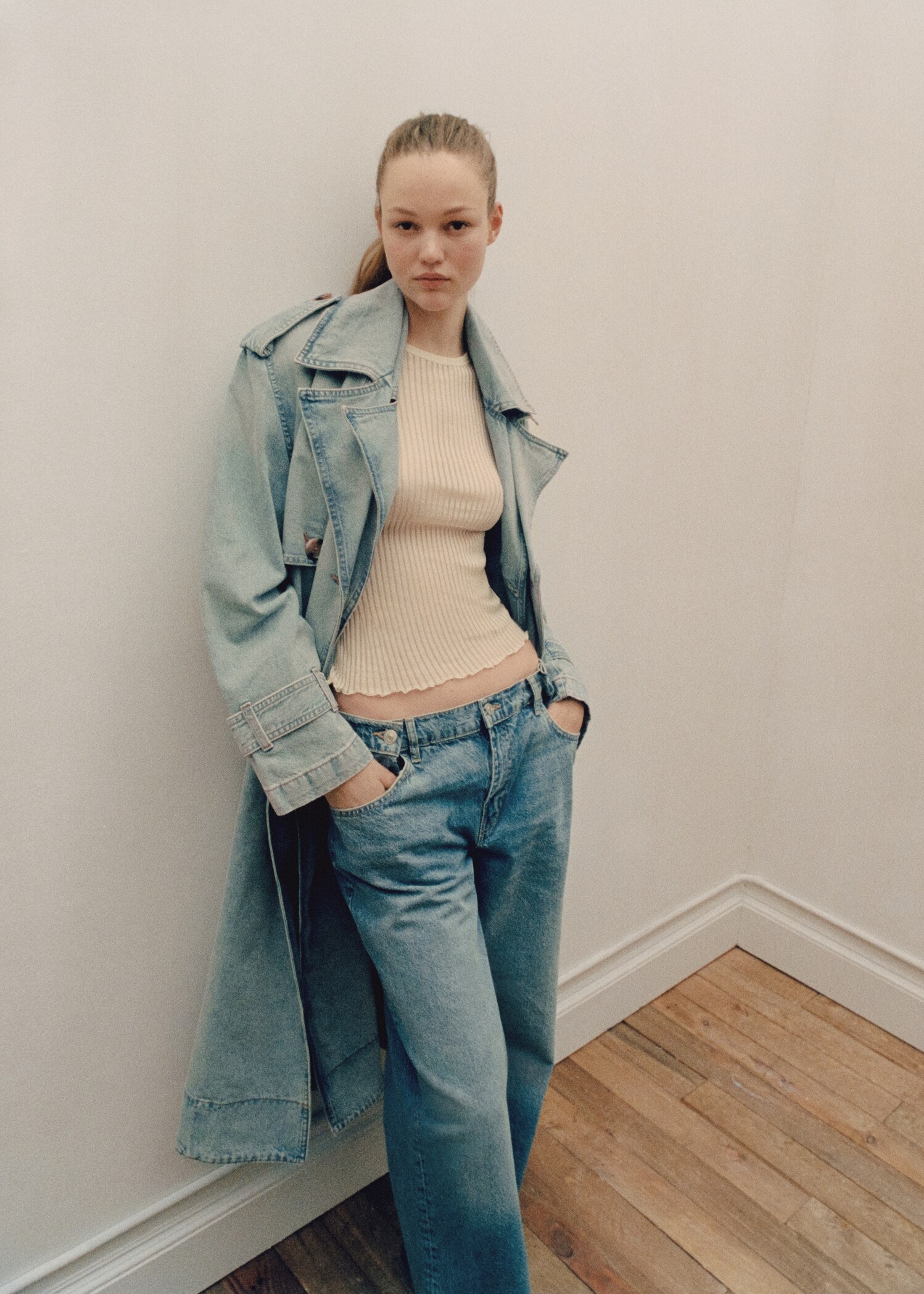 Double breasted denim trench - Details of the article 7