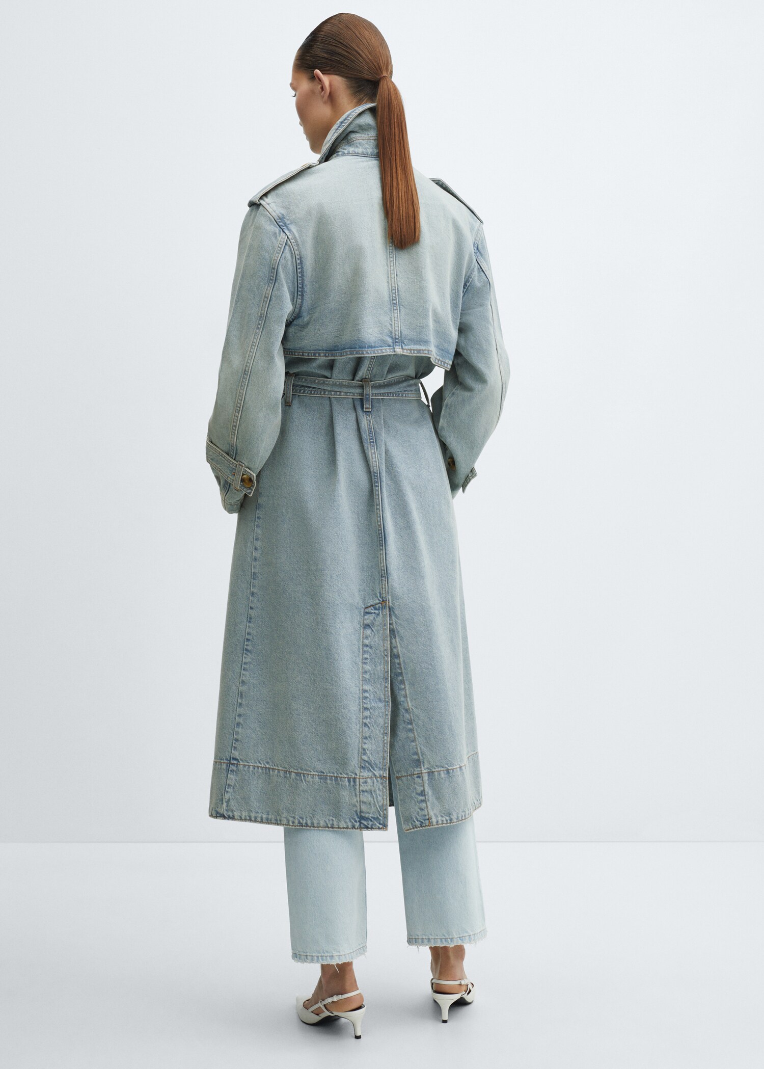 Double breasted denim trench - Reverse of the article