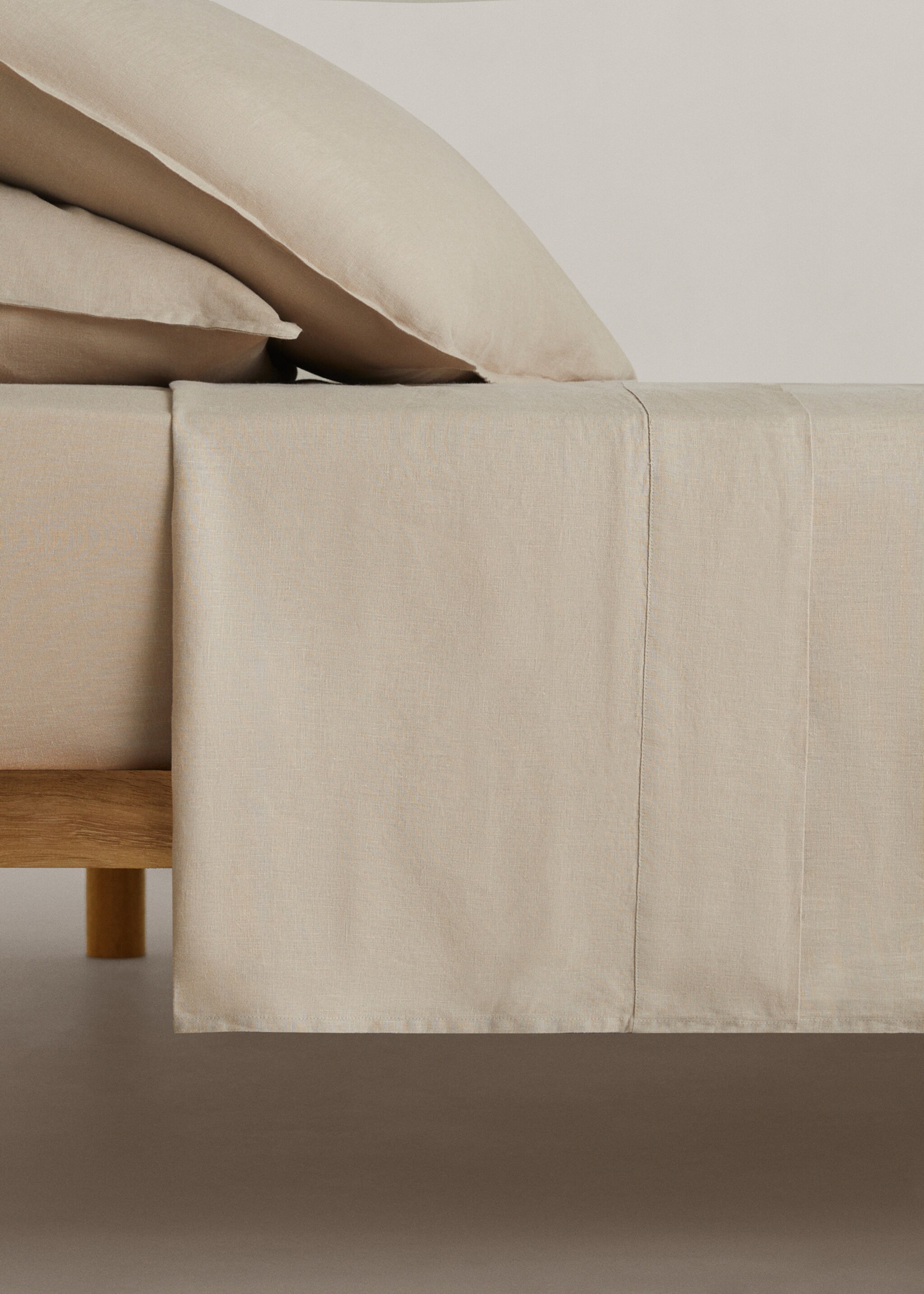 Linen top sheet for 90 cm bed - Article without model, Medium Brown. Ref: 67064027-00.