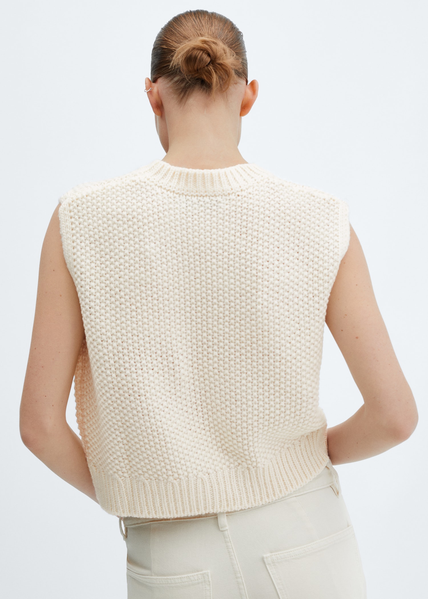 Chunky Knit Cream Knit Vest Chunky-knit Vest Women MANGO OUTLET USA