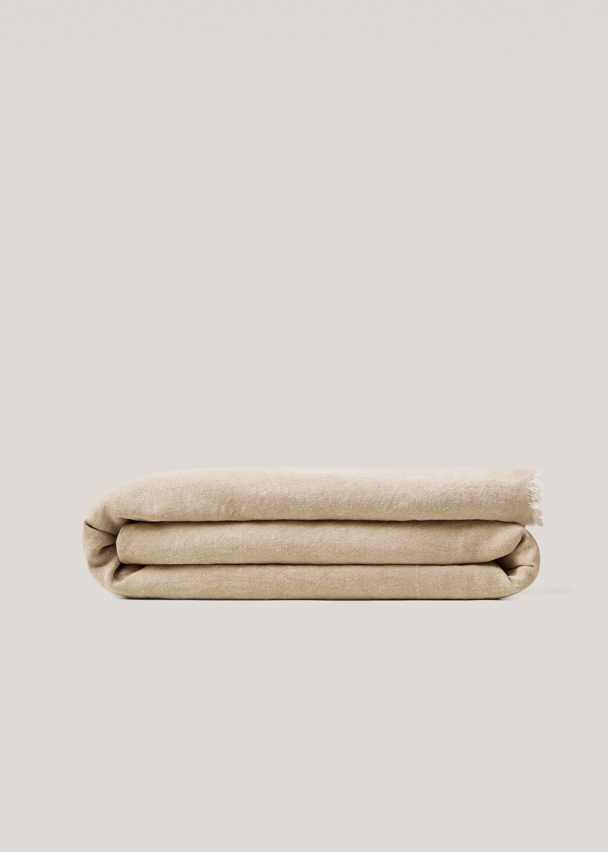 100% linen fringed blanket - Article without model, Sand. Ref: 67064040-00.