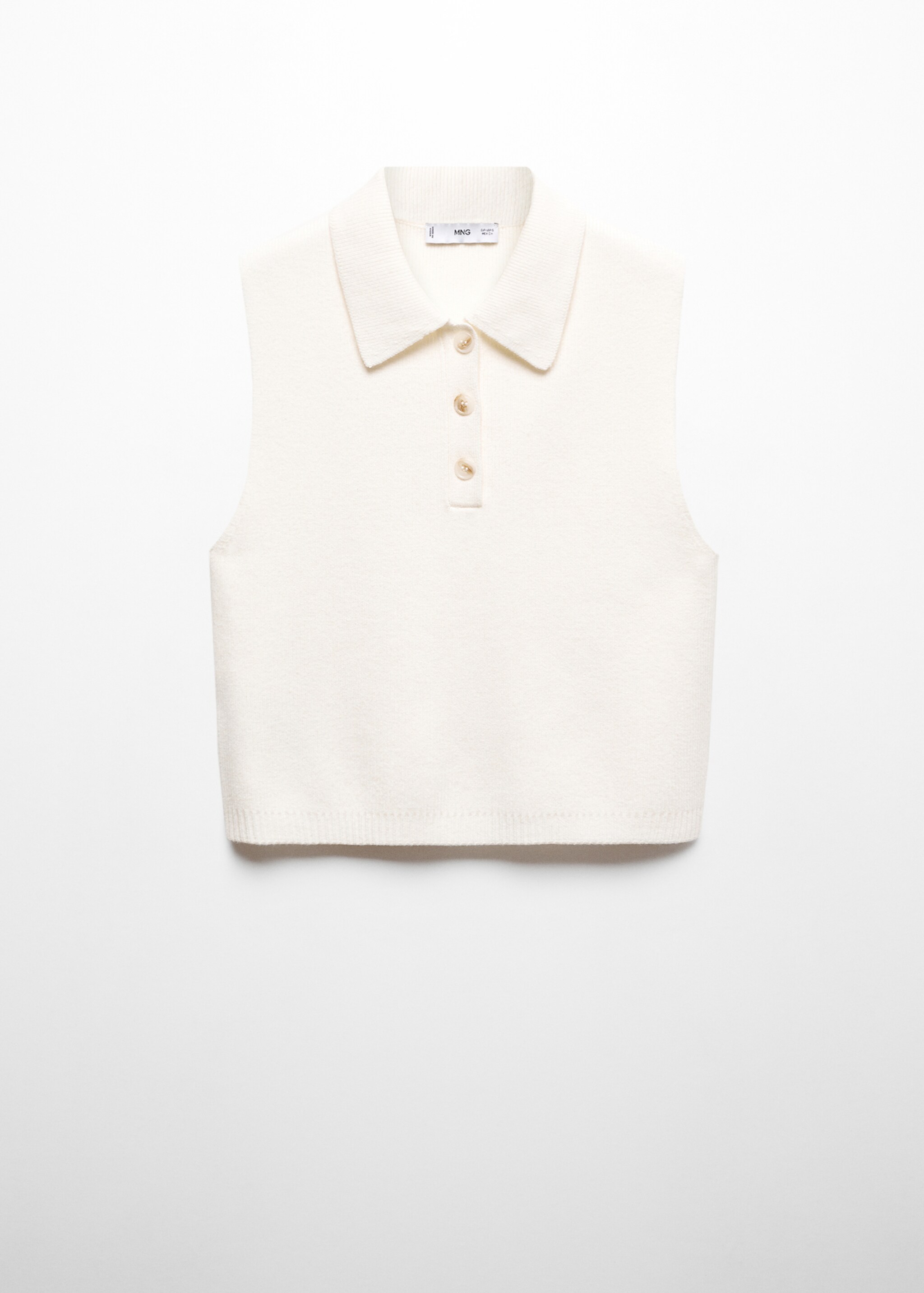 Gilet maille col boutonné - Article sans modèle, Écru. Ref: 67064044-00.