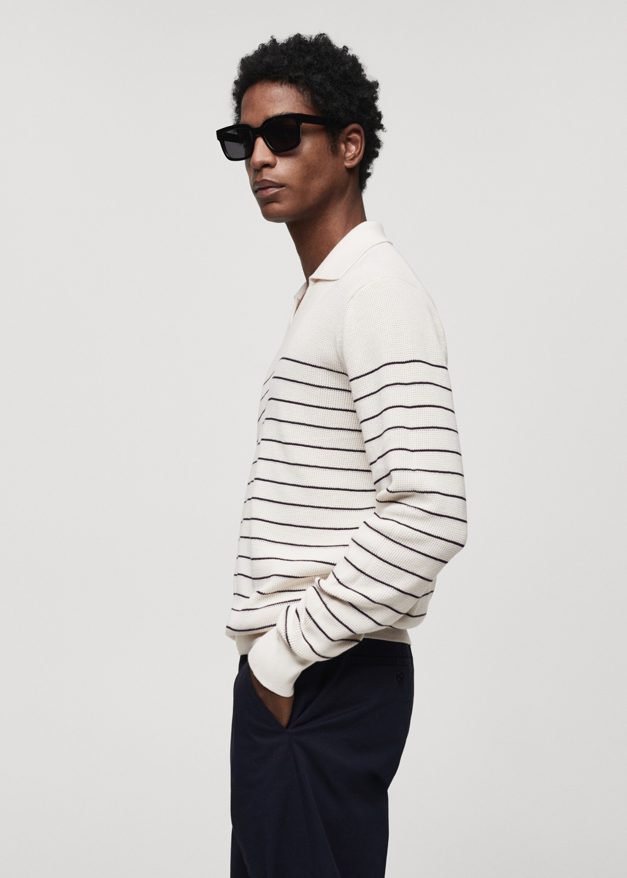 Striped polo-style sweater - Details of the article 2