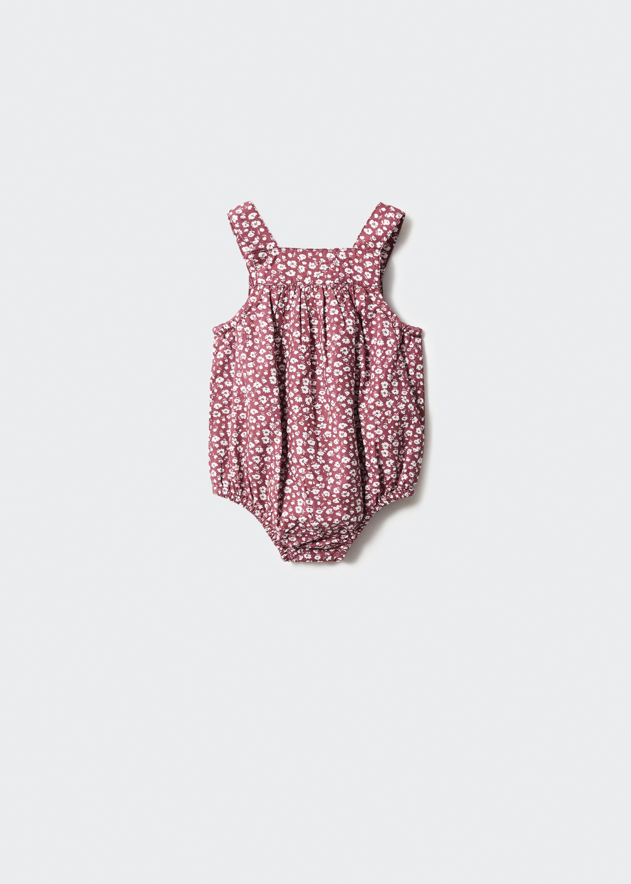 Cotton floral romper - Reverse of the article, Burgundy. Ref: 67064459-00.