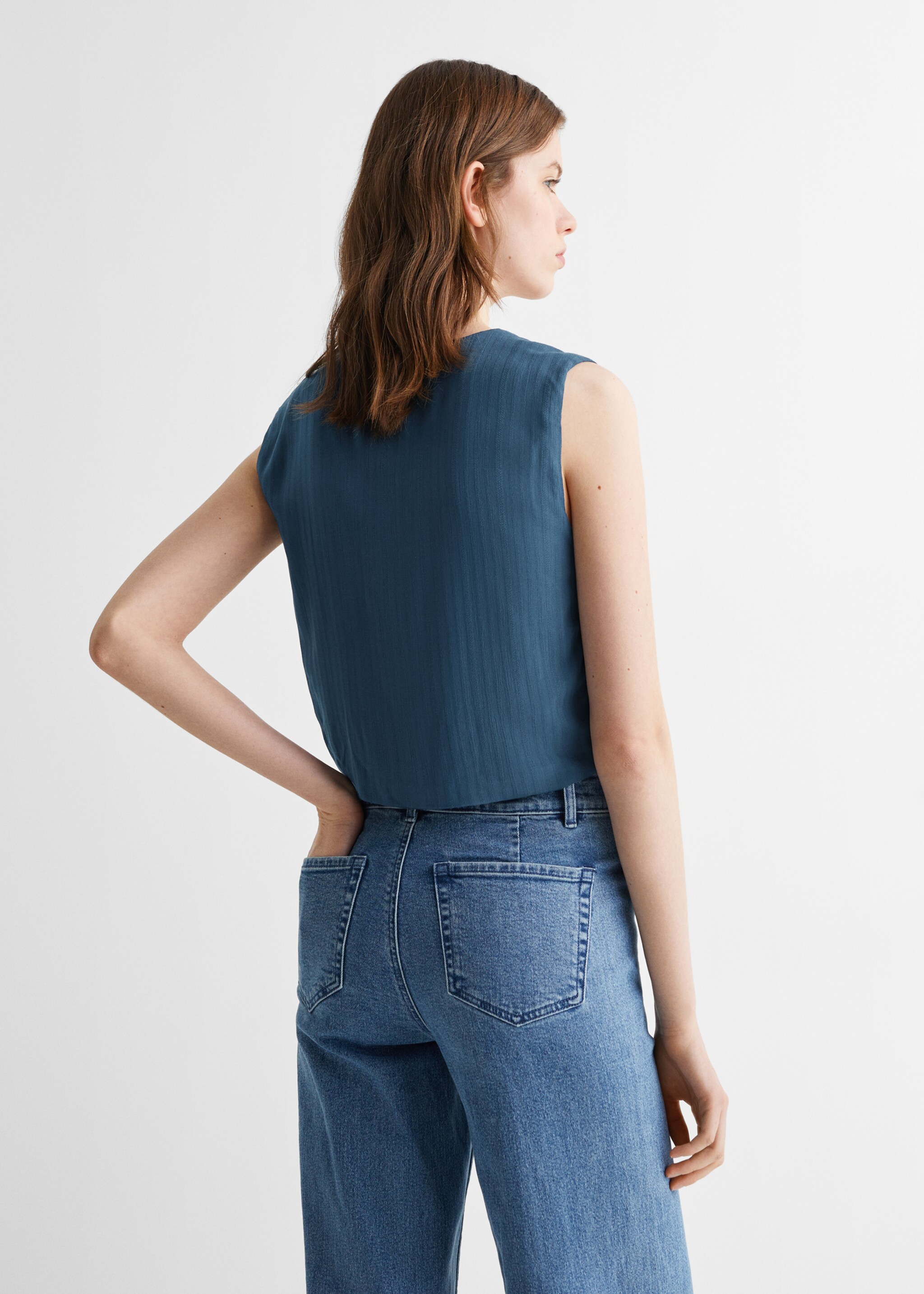 Chaleco crop rayas - Reverso del artículo, Azul marino oscuro. Ref: 67064465-00.