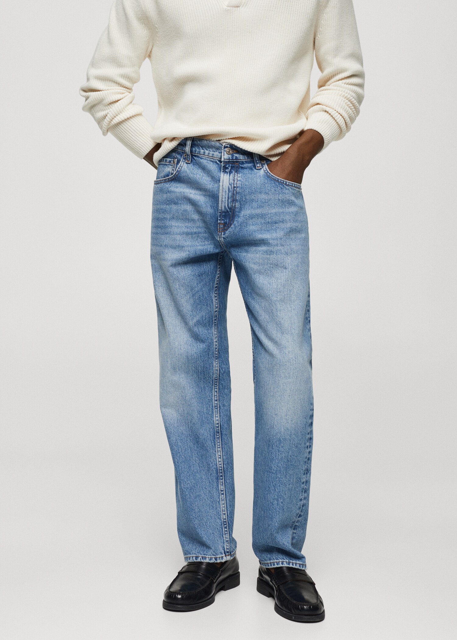 Regular Fit-Jeans mit mittlerer Waschung - Mittlere Ansicht