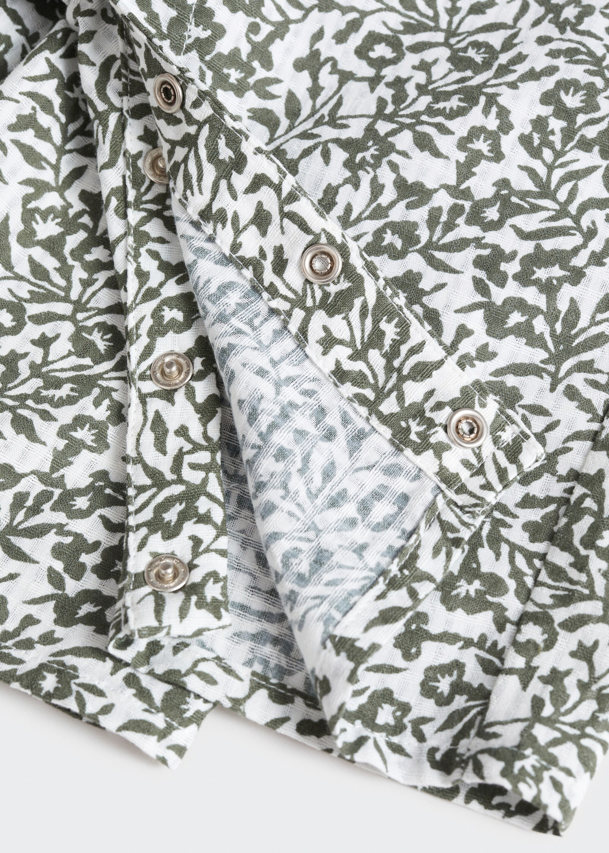 Ruffled printed dungarees - Details of the article 8, Green. Ref: 67064474-00.