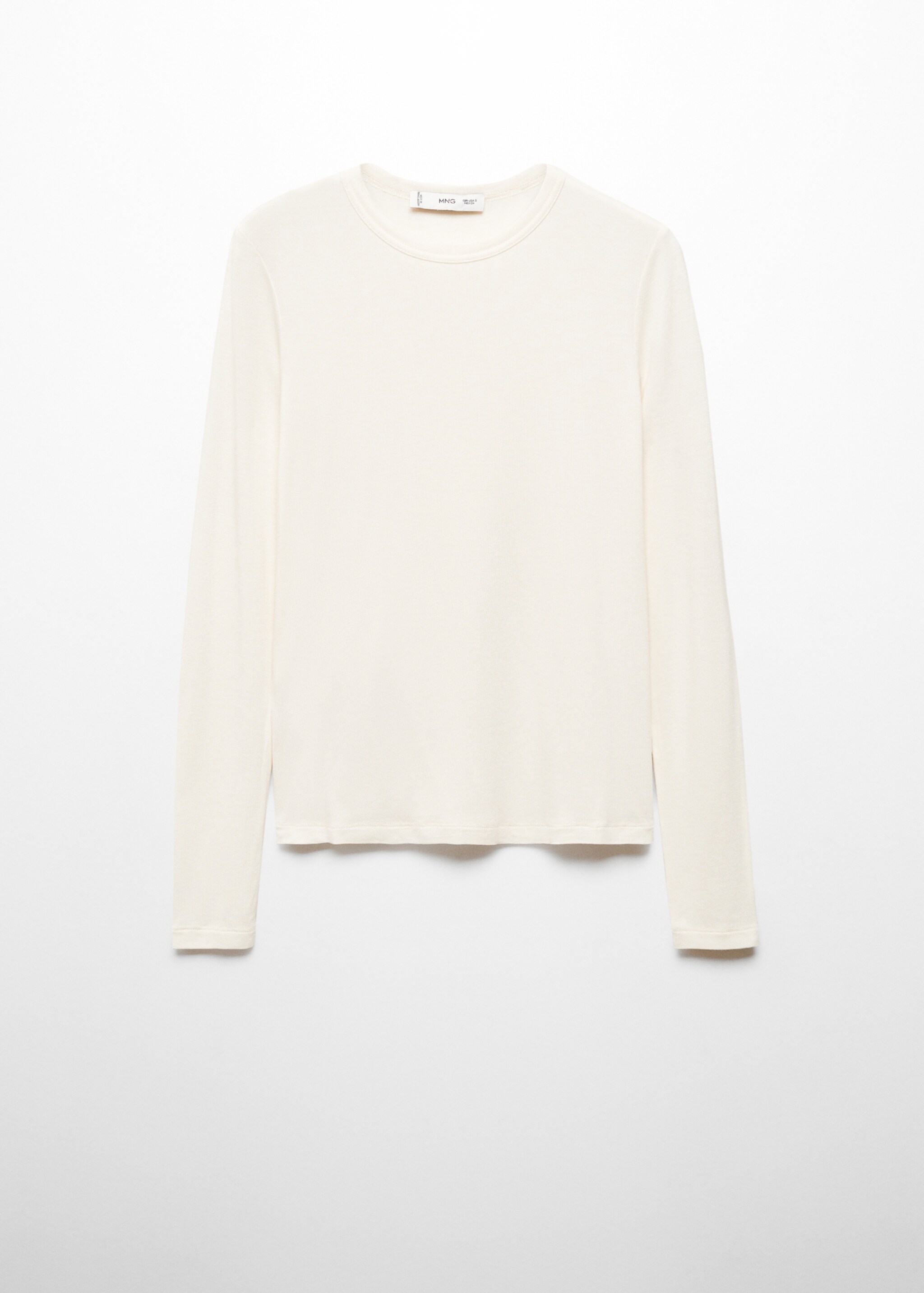 Round-neck long-sleeved t-shirt - Article without model, Ecru. Ref: 67064479-00.