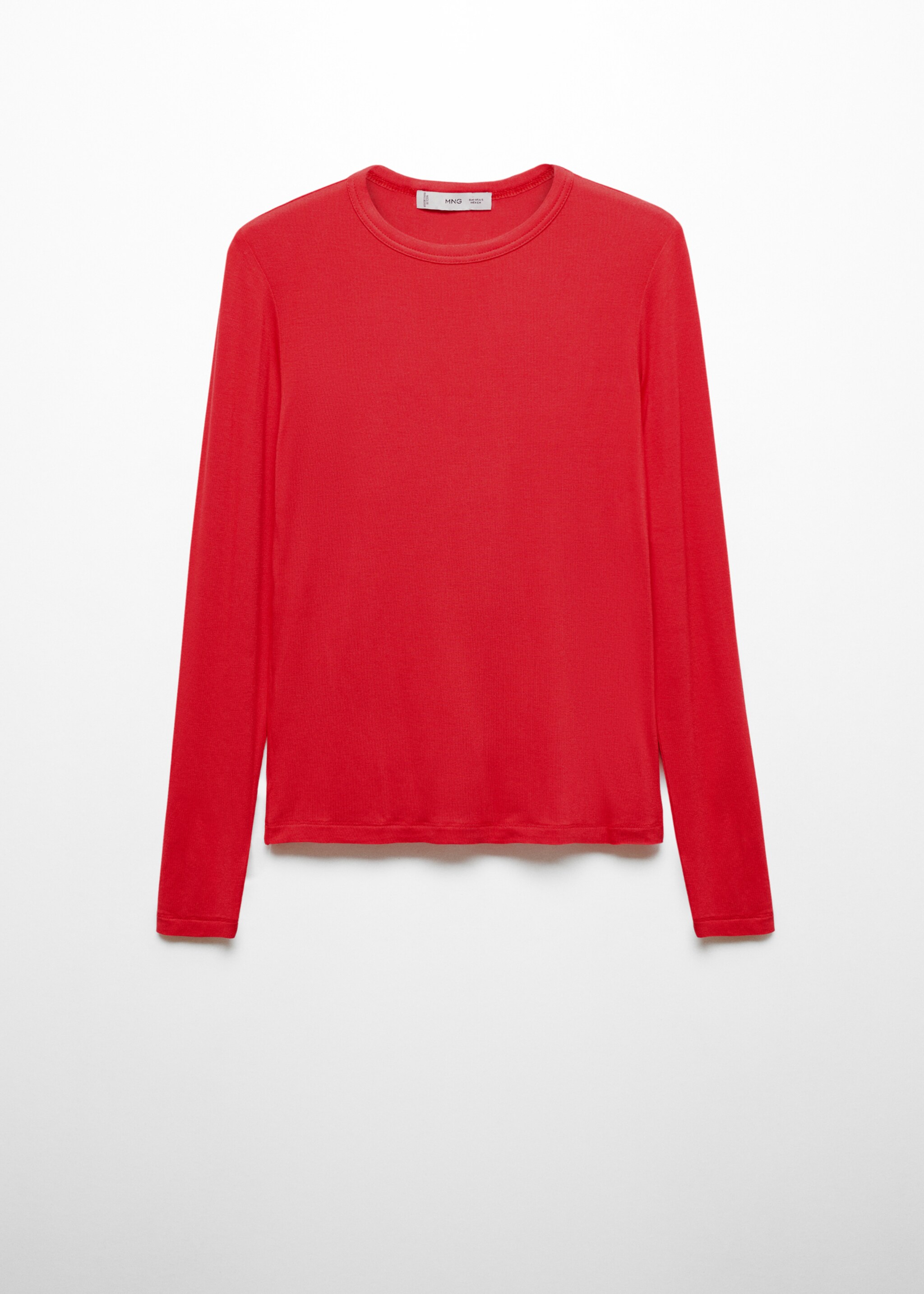 Round-neck long-sleeved t-shirt - Article without model, Red. Ref: 67064479-00.