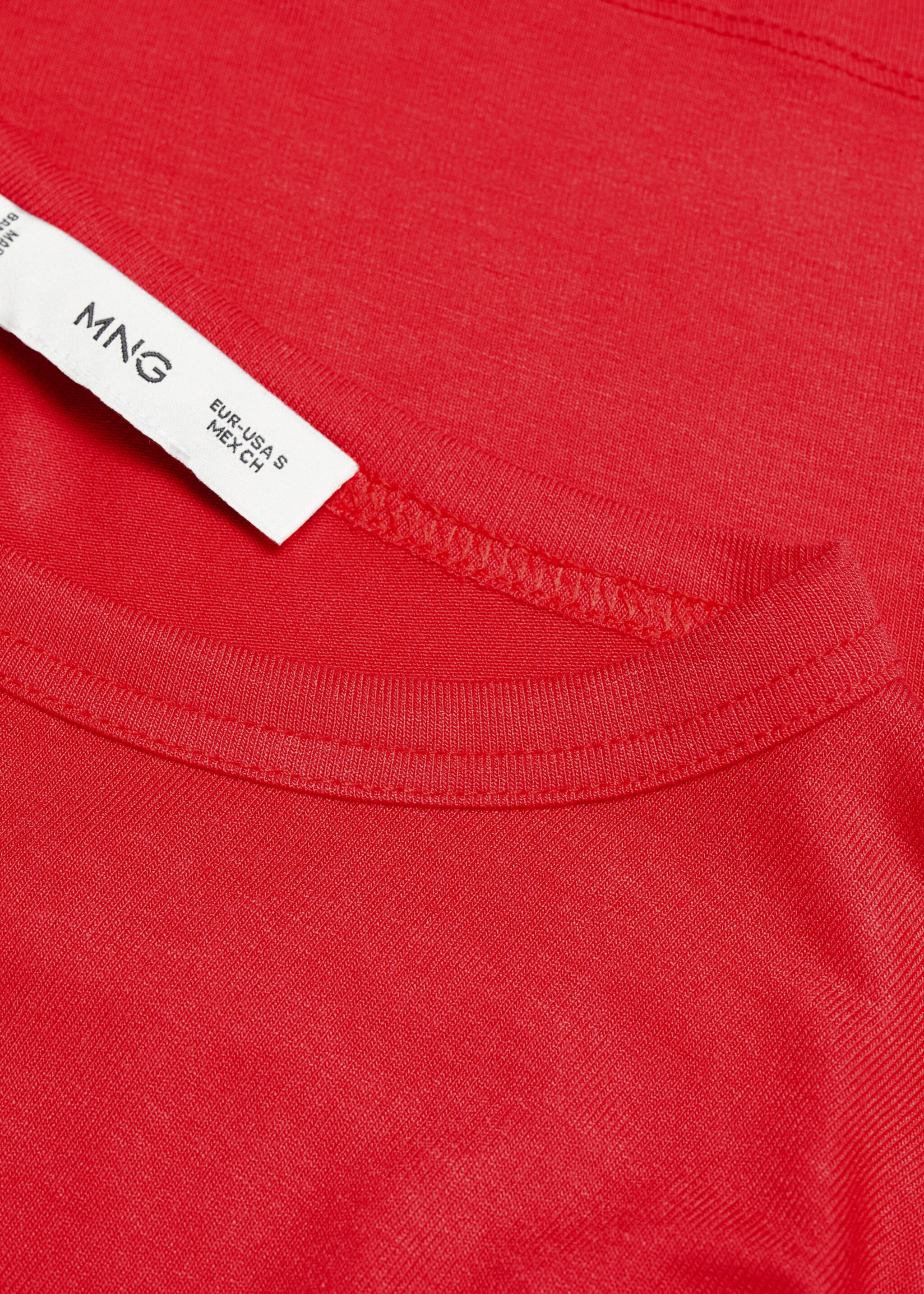 Round-neck long-sleeved t-shirt - Details of the article 8, Red. Ref: 67064479-00.