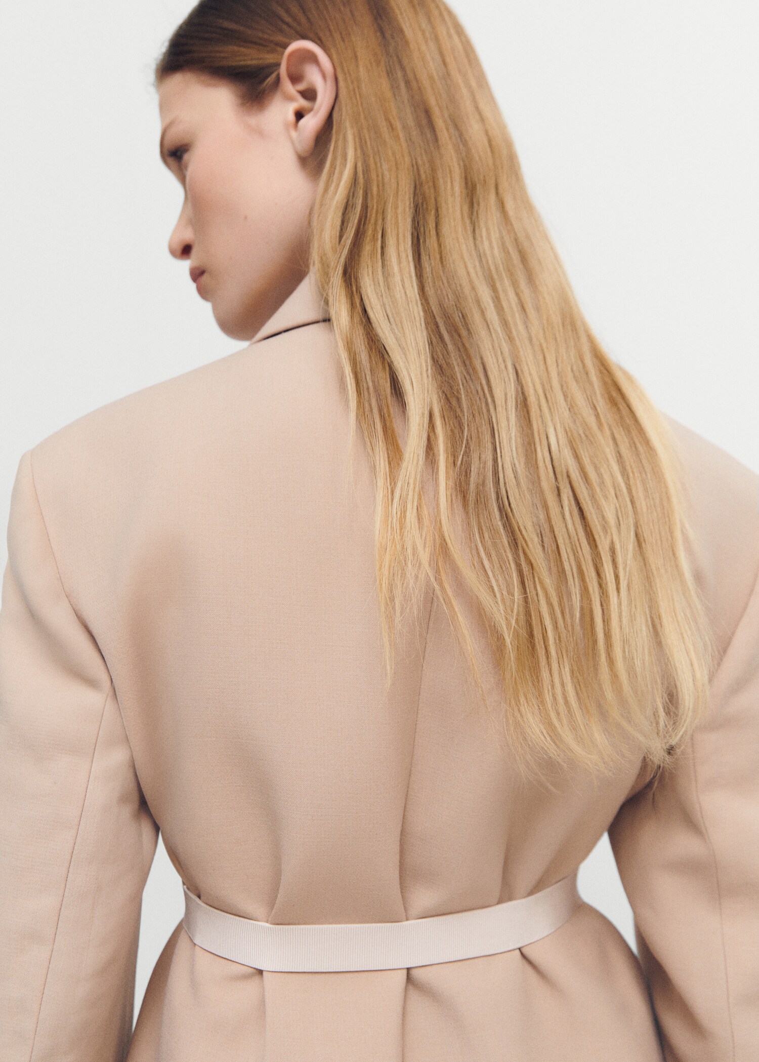 Structured double fabric coat with belt - Details of the article 6