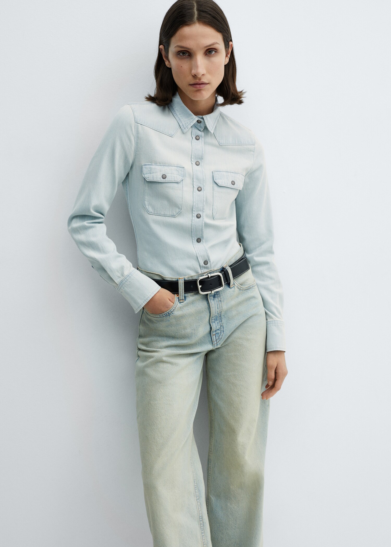 Chest-pocket denim shirt - Medium plane