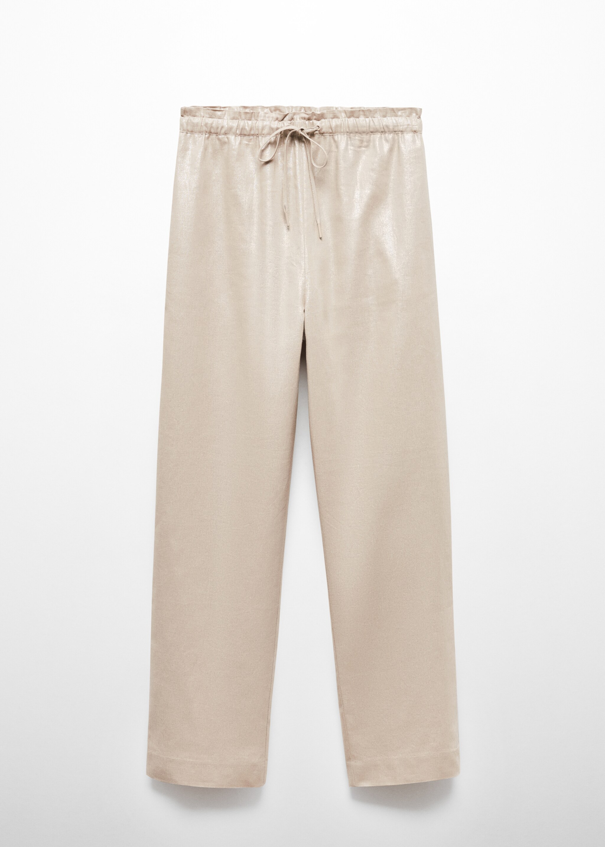 Linen-blend elastic waist trousers - Article without model