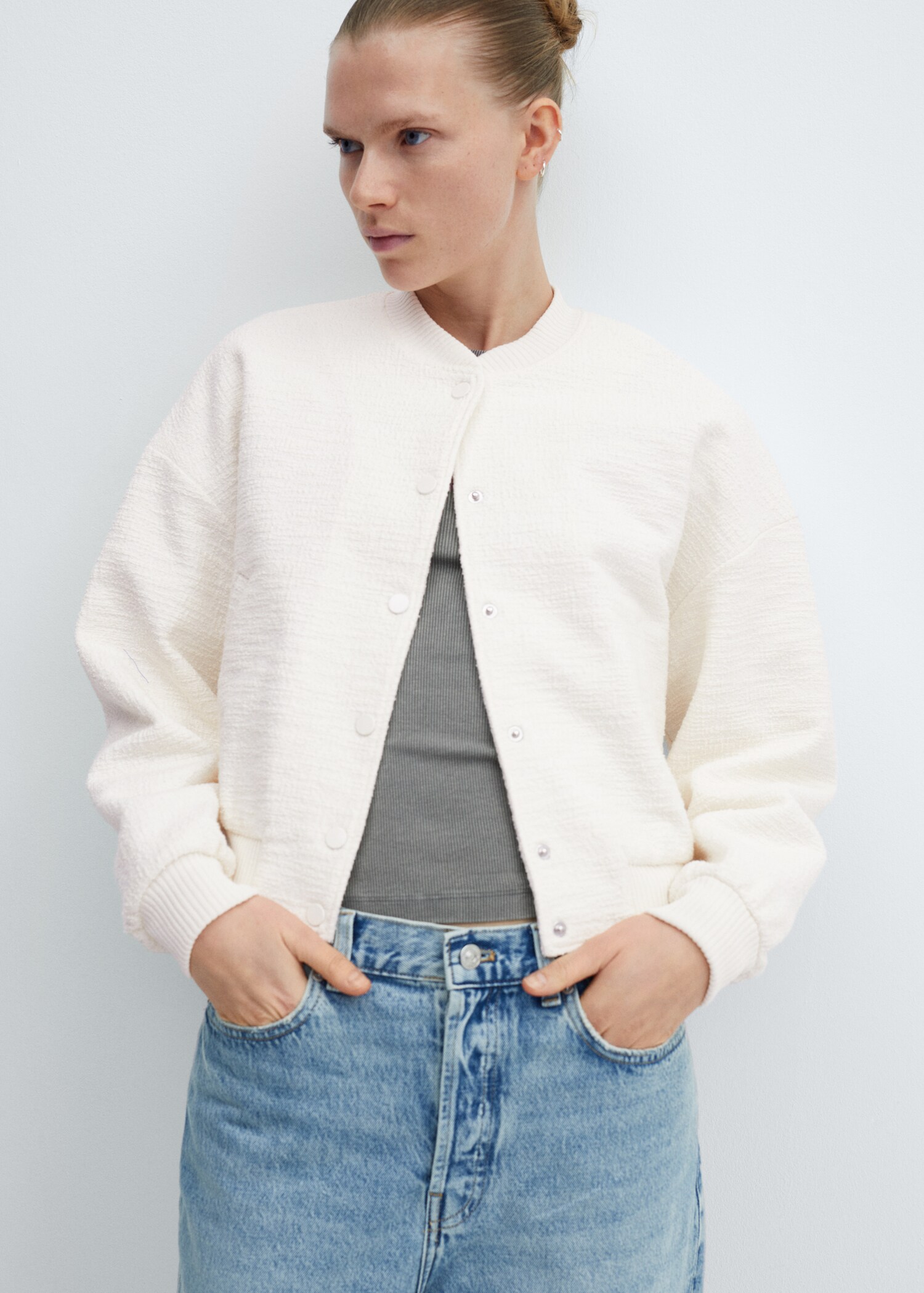 Chaqueta bomber tweed - Plano medio