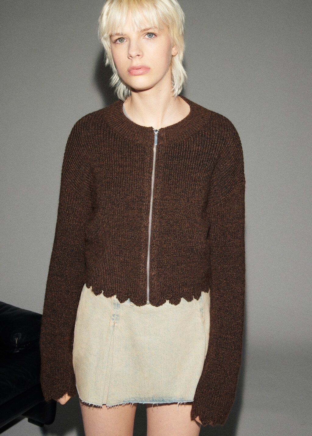 Zipped knit cardigan - Women | MANGO OUTLET USA Zipped knit cardigan - Women | MANGO OUTLET USA