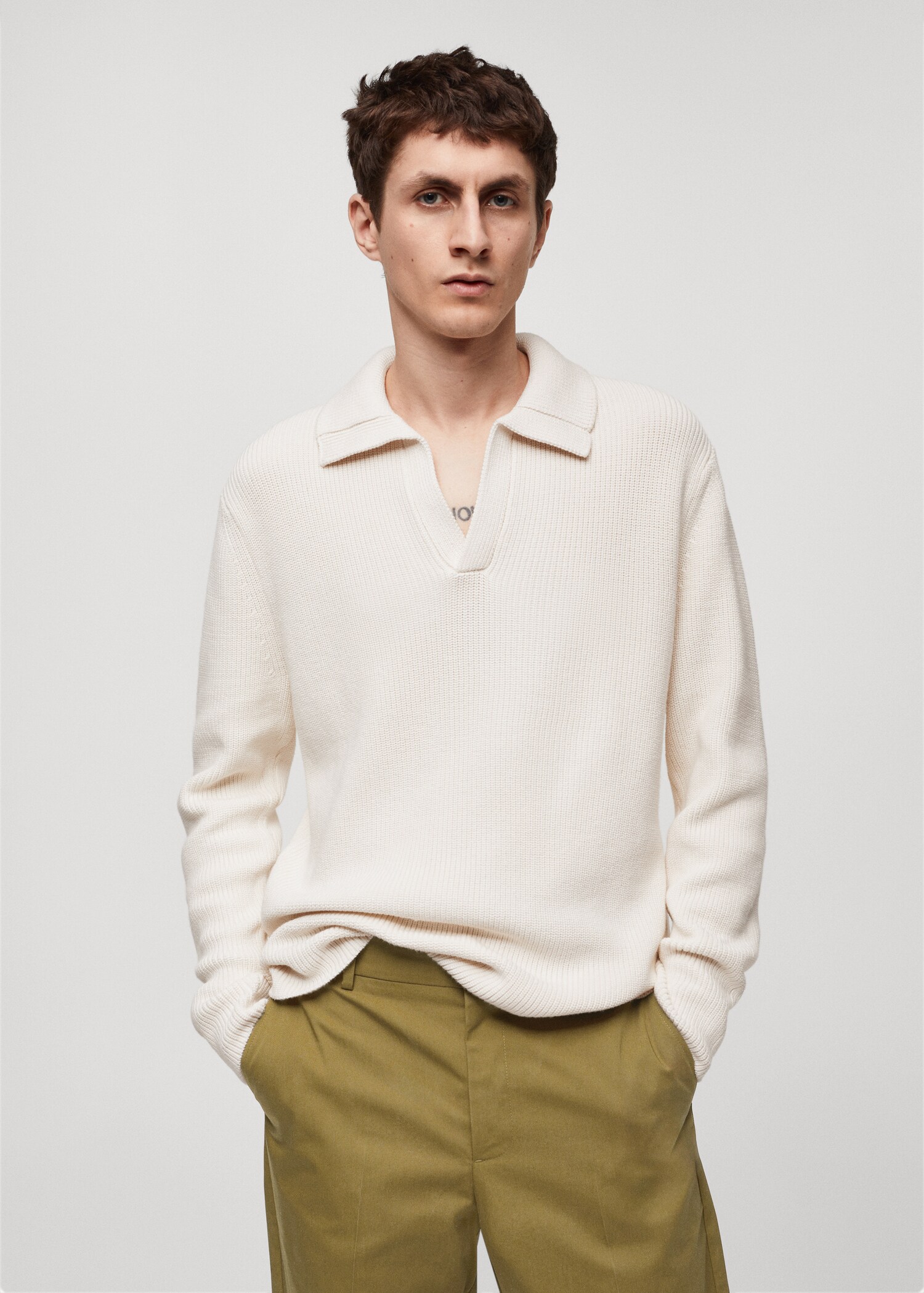 Jersey punto cuello polo - Plano medio