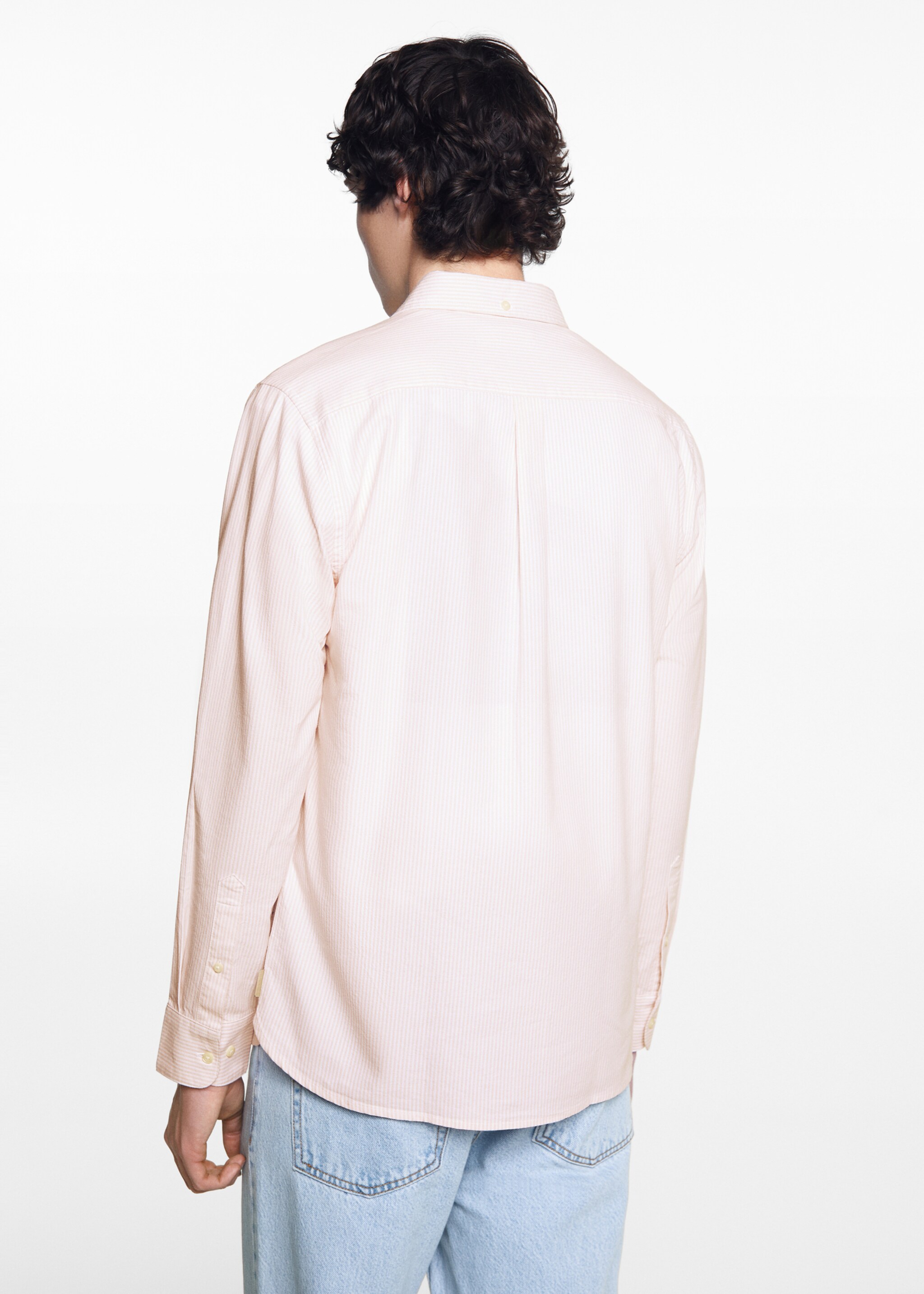 Unisex striped Oxford shirt - Reverse of the article, Pink. Ref: 67065141-00.