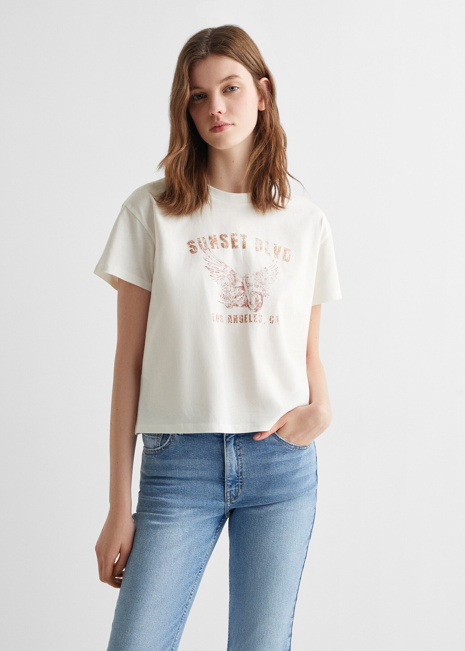 T-Shirt mit Textaufdruck - Mittlere Ansicht