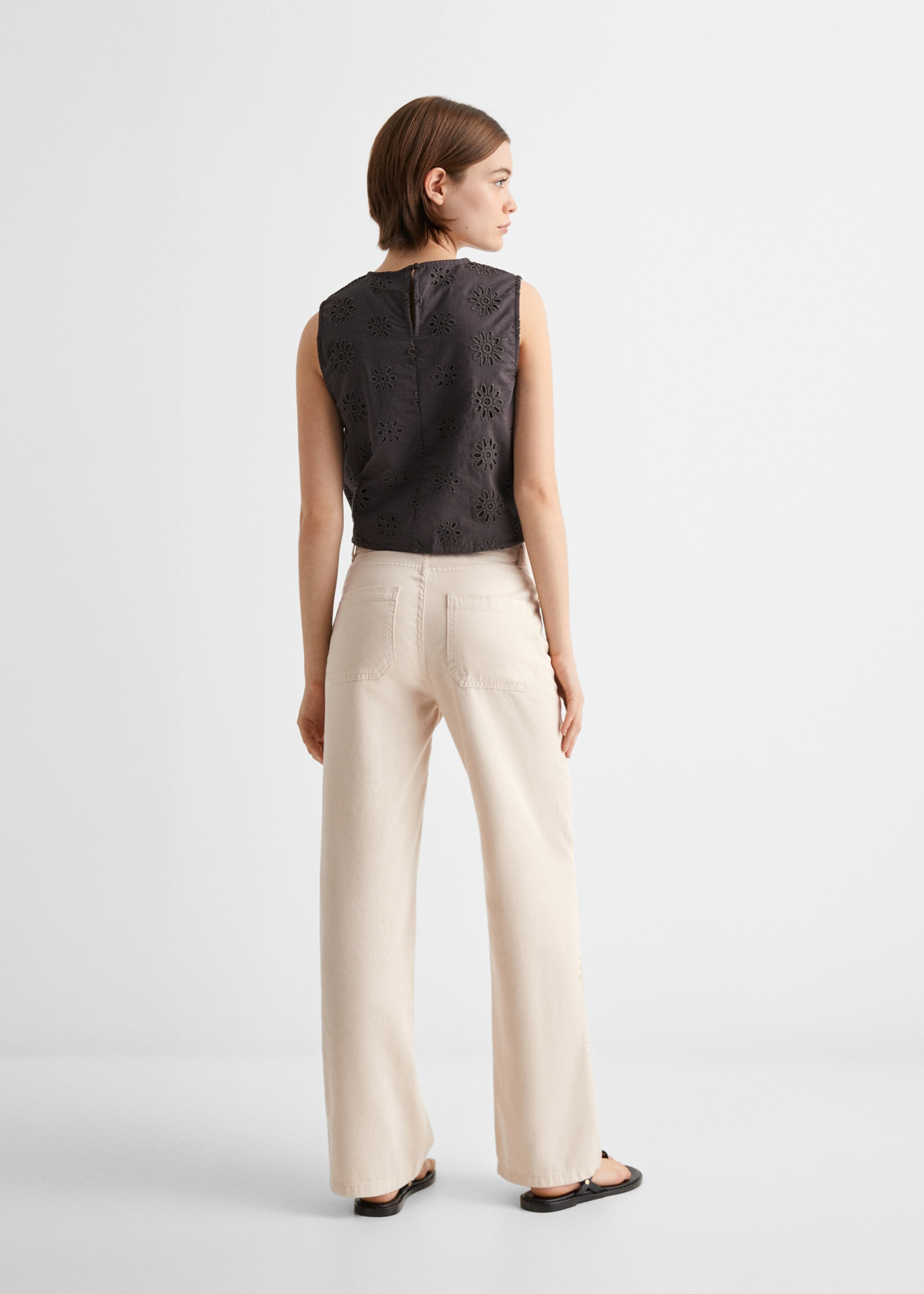 Embroidered cotton trousers - Reverse of the article