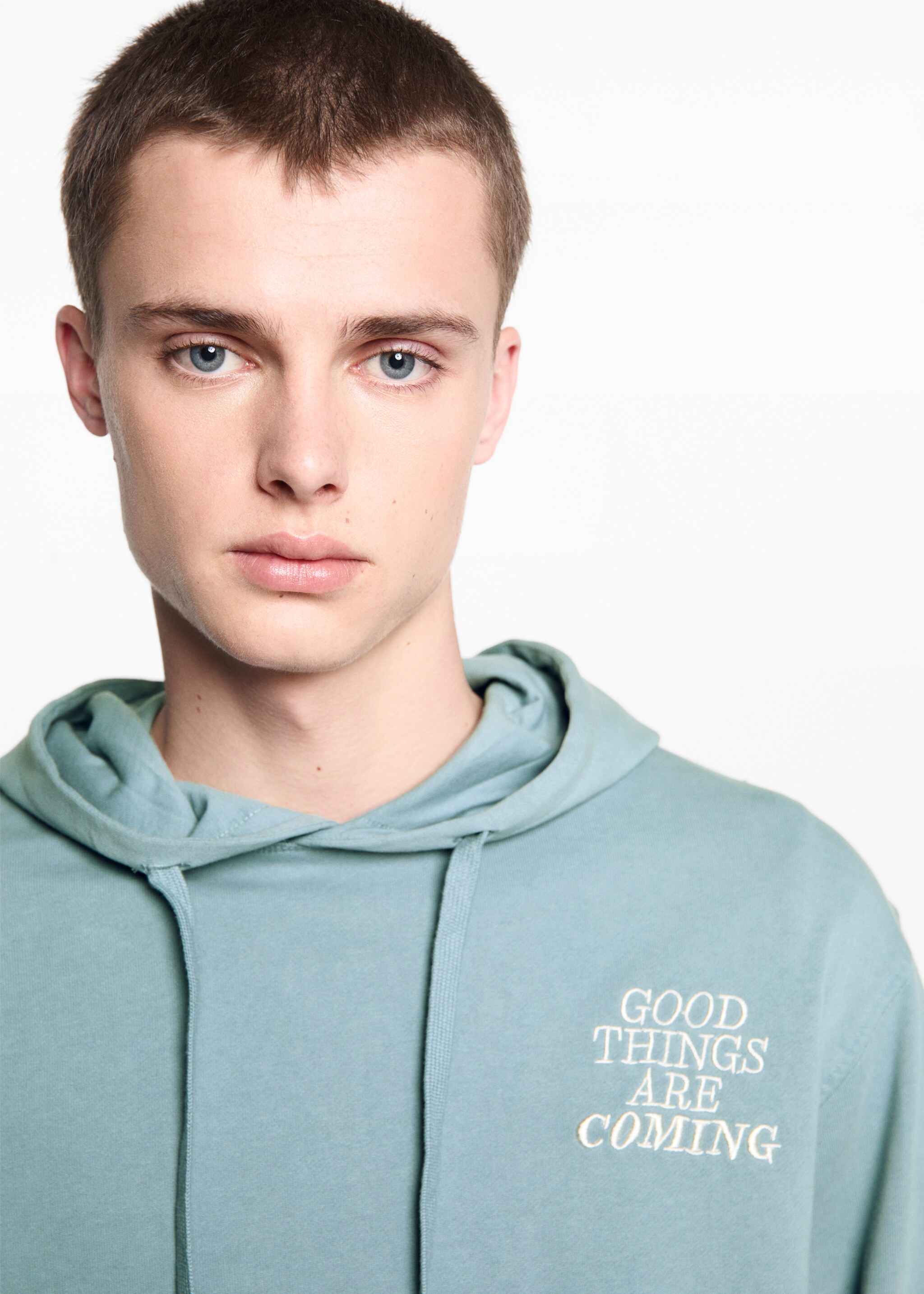 Sweatshirt mit Schriftzug Unisex - Detail des Artikels 1, Türkis. Ref: 67065154-00.