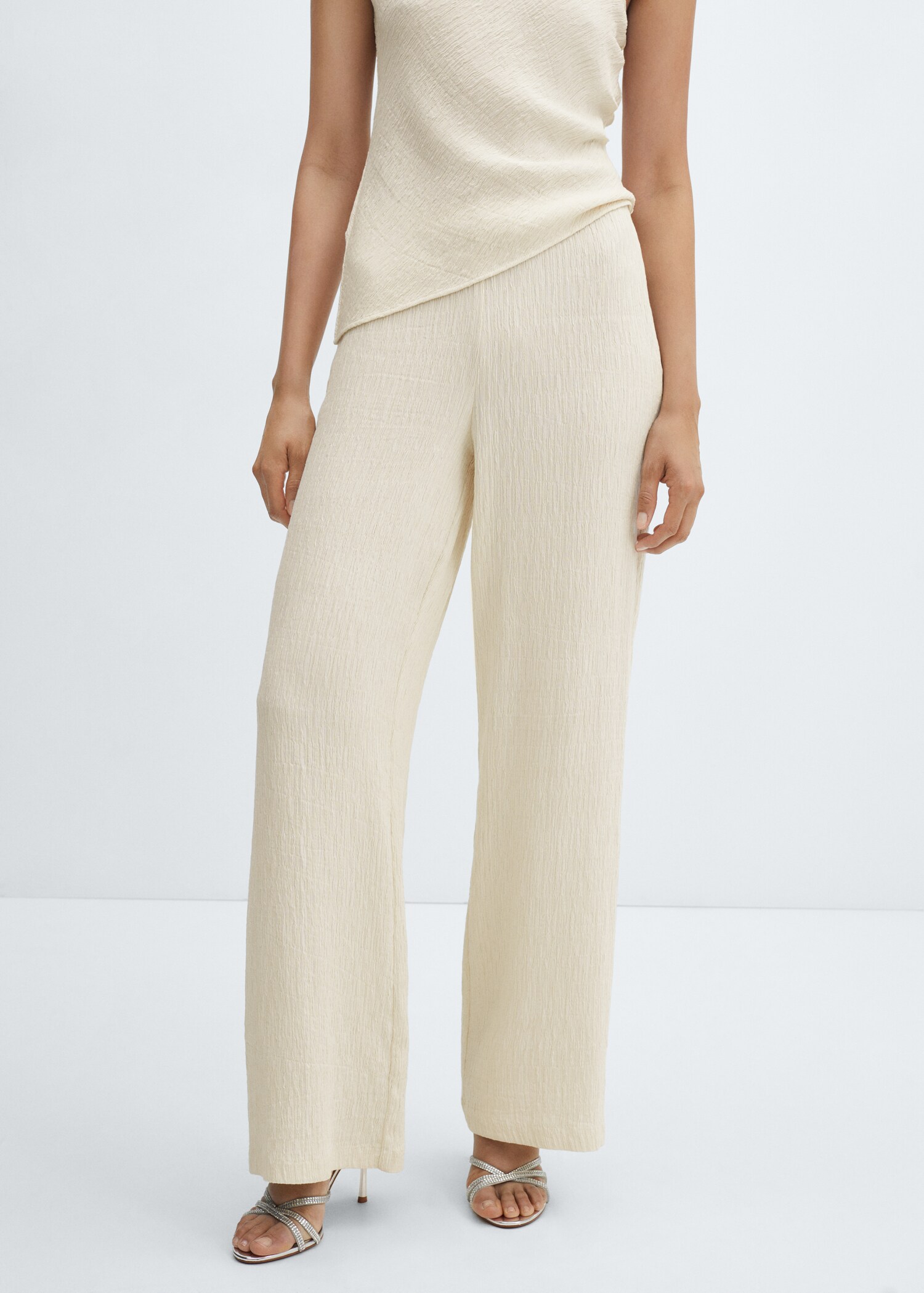 Textured wideleg trousers - Medium plane