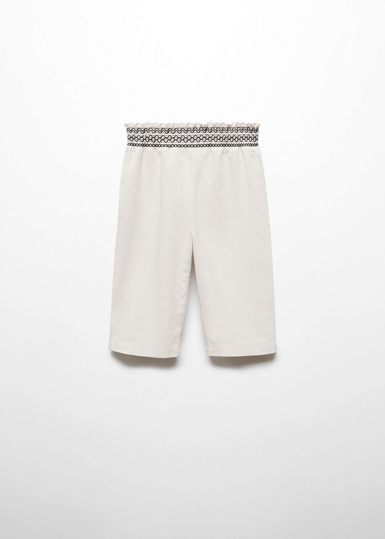 Linen-blend elastic waist trousers - Article without model