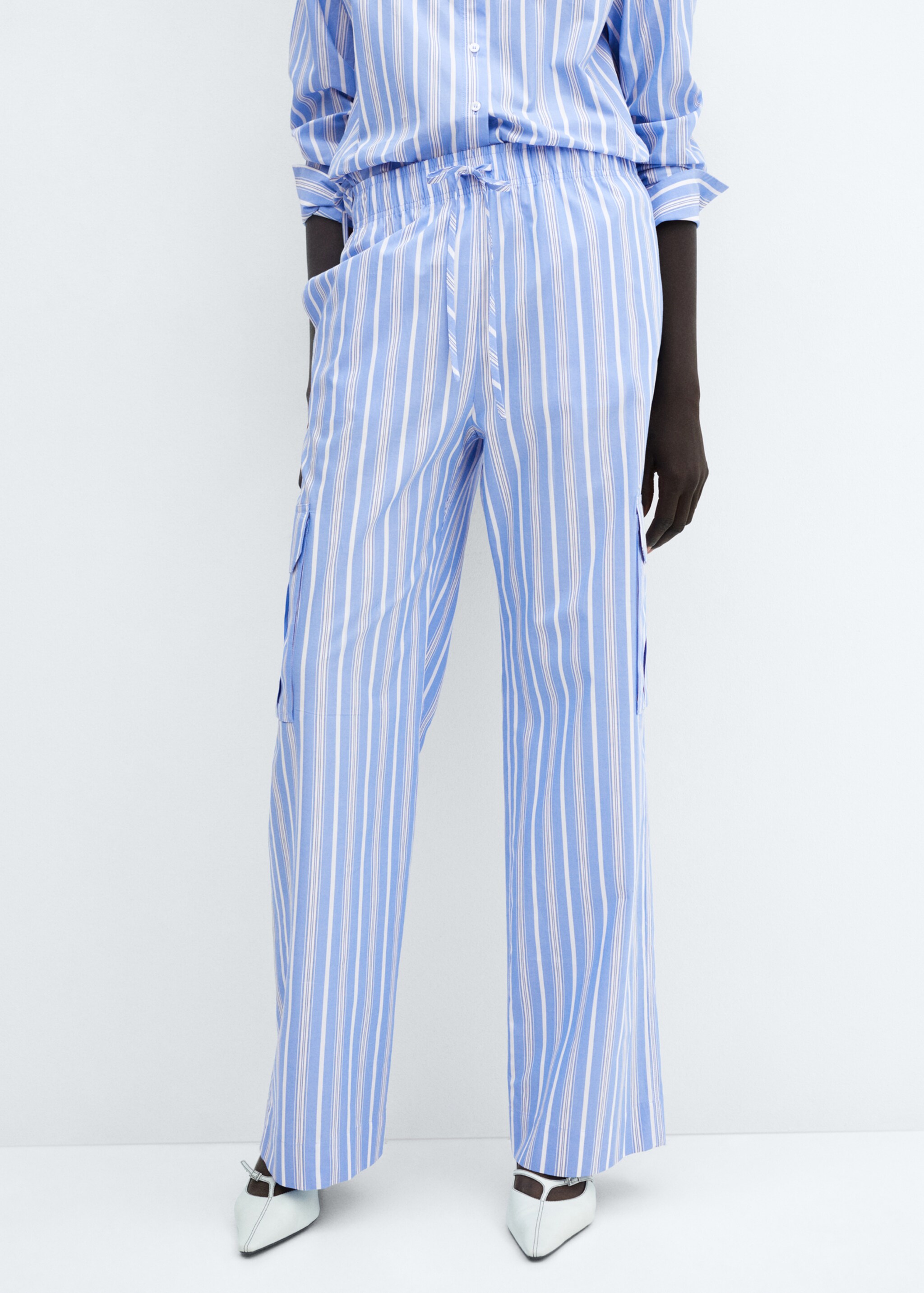 Striped cotton cargo trousers - Medium plane