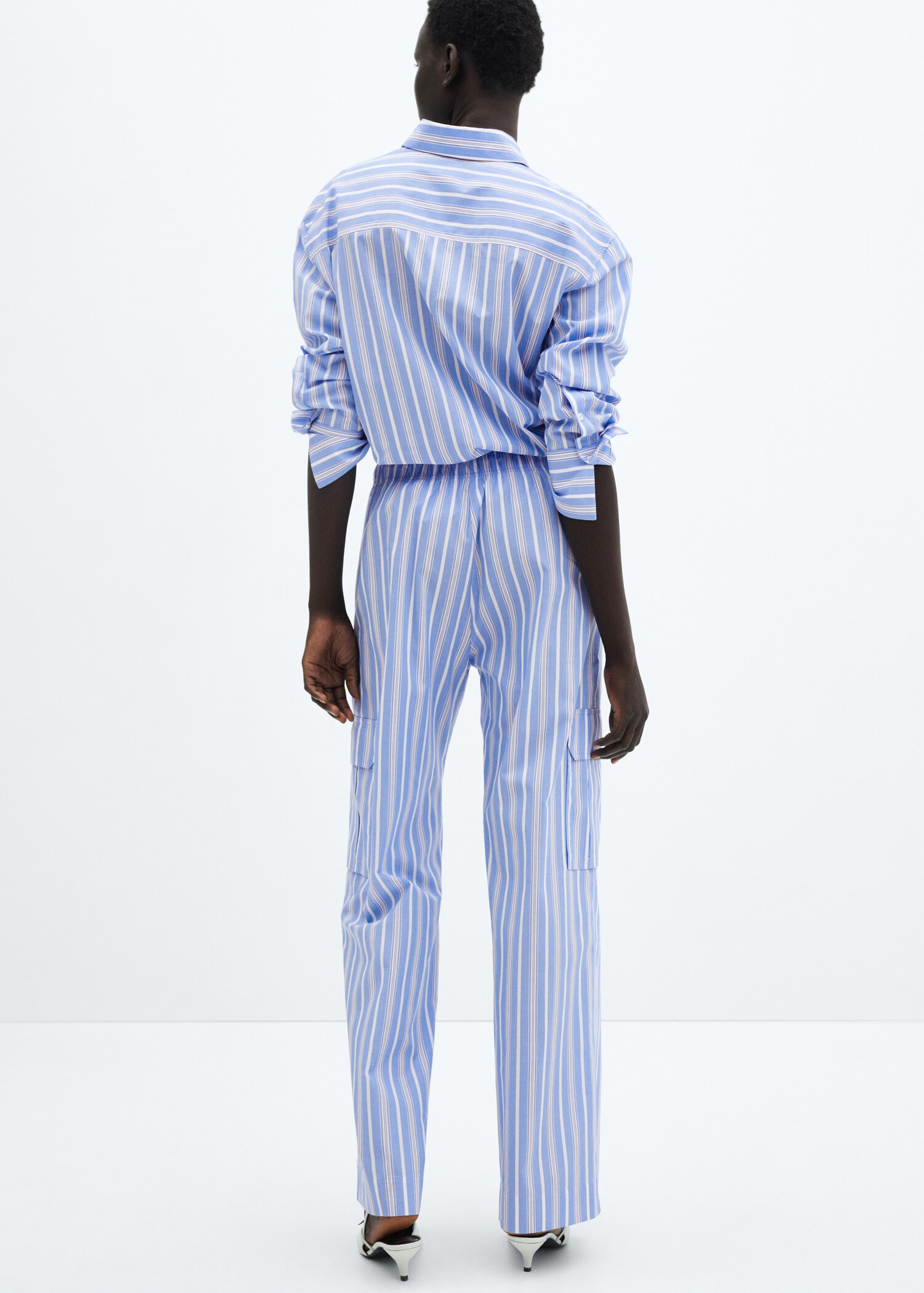 Striped cotton cargo trousers - Reverse of the article