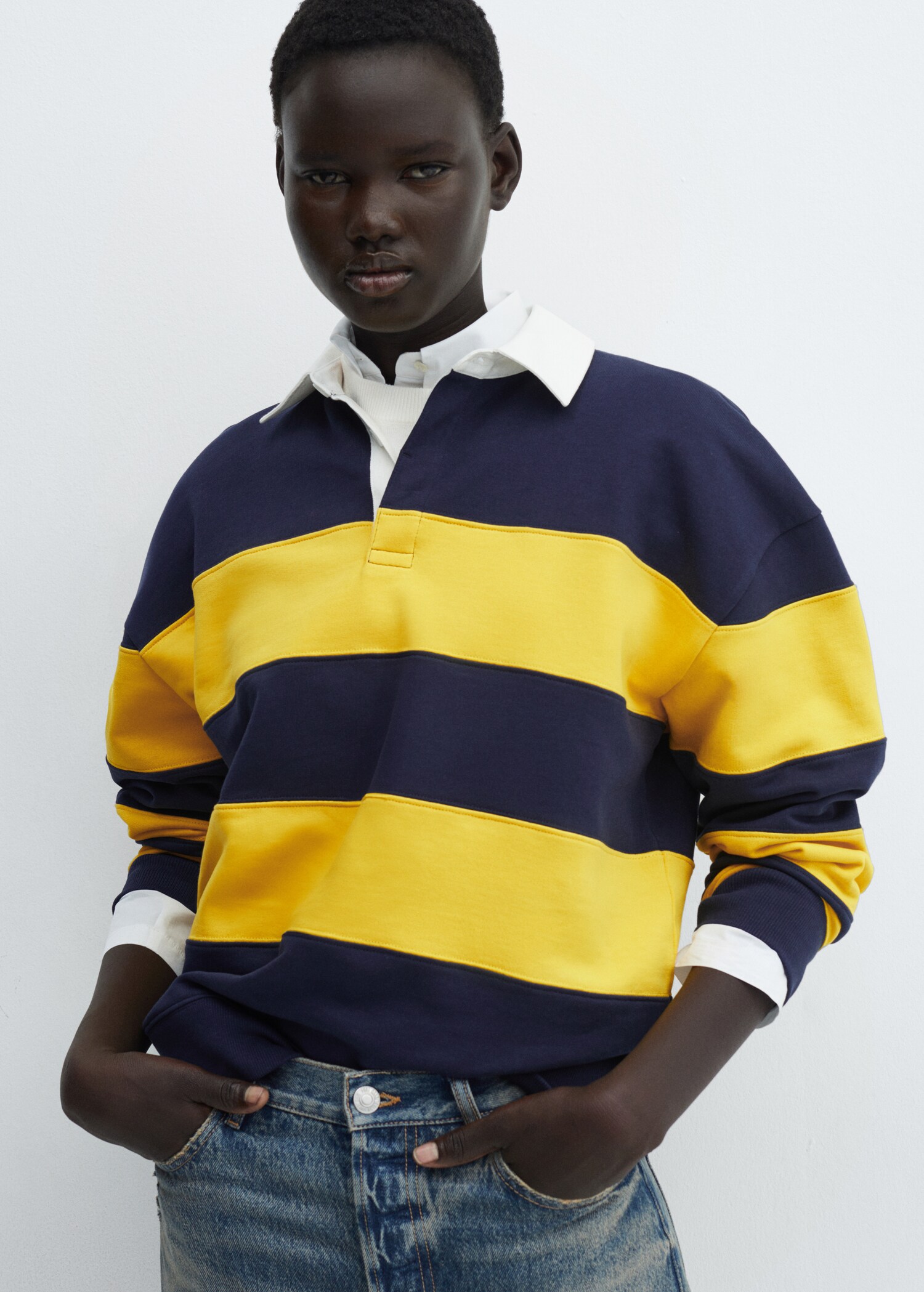 Striped cotton polo shirt - Medium plane