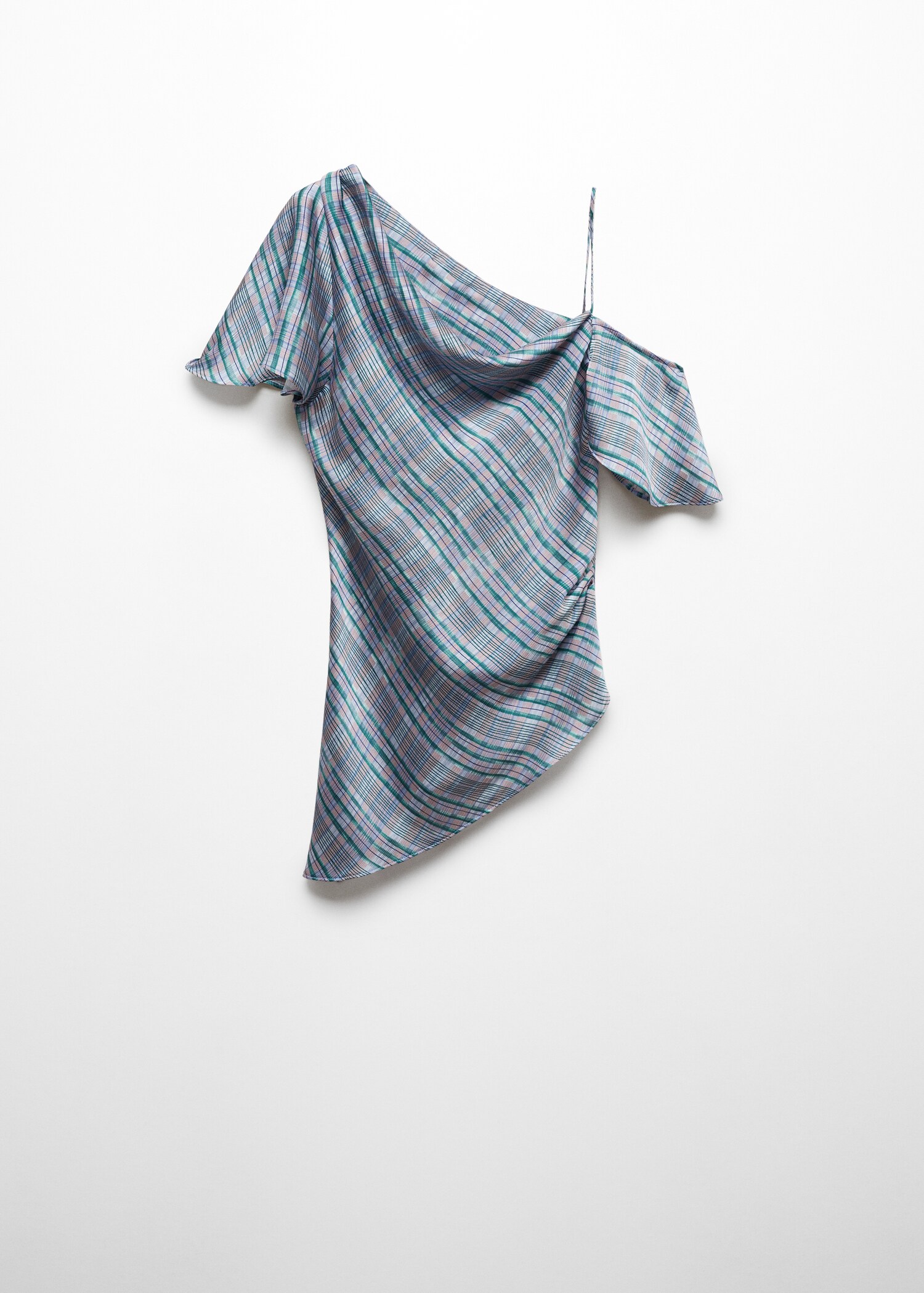 Asymmetrical satin check blouse - Article without model