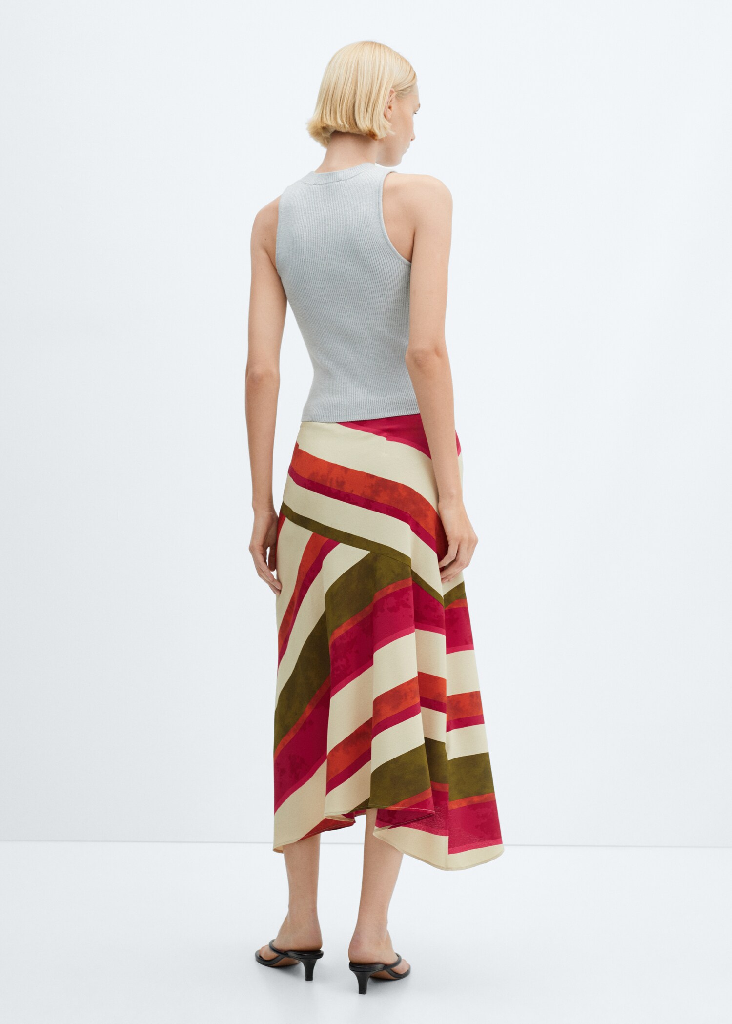Striped satin skirt - Reverse of the article
