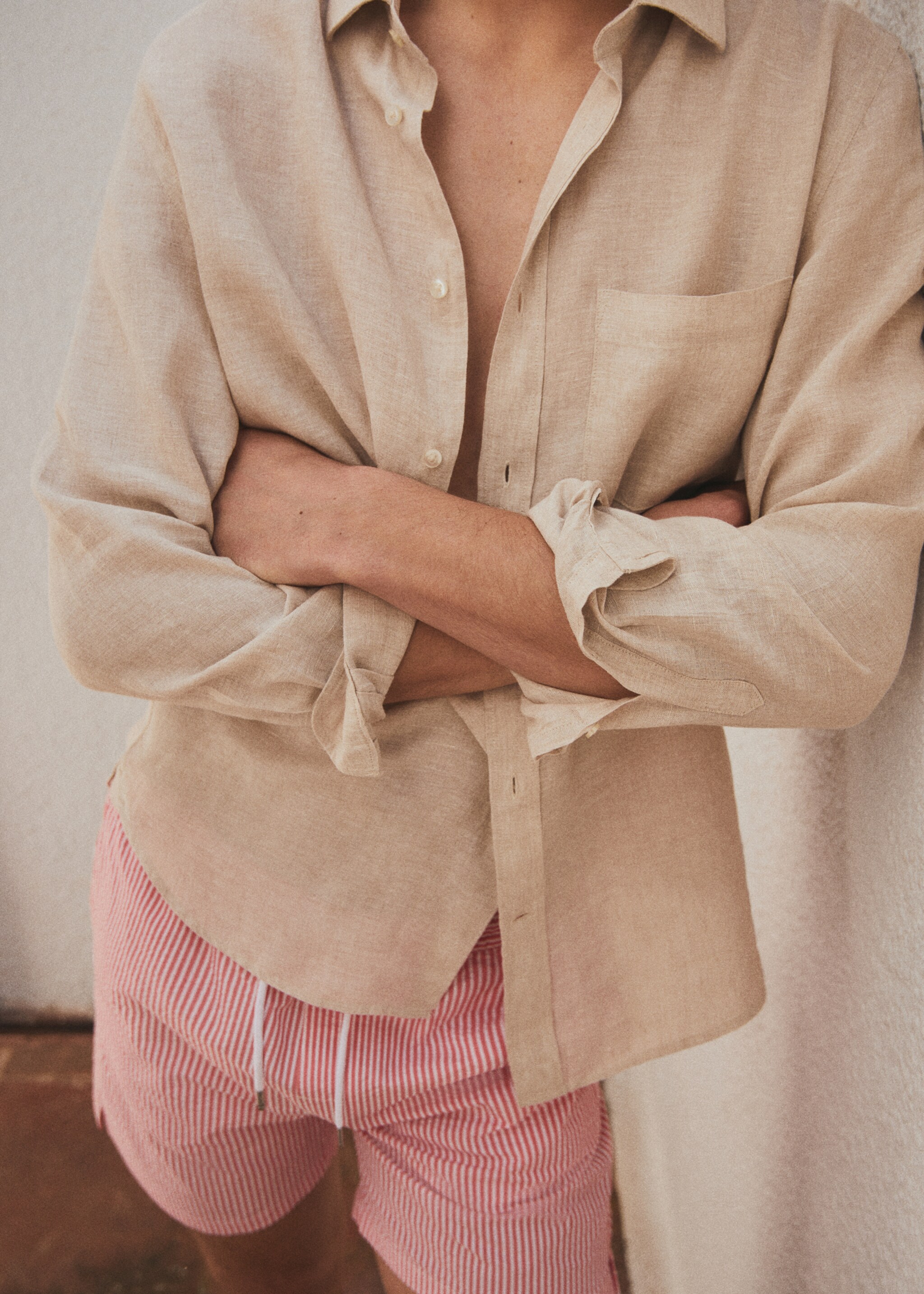 Seersucker striped drawstring swimsuit - Details of the article 5
