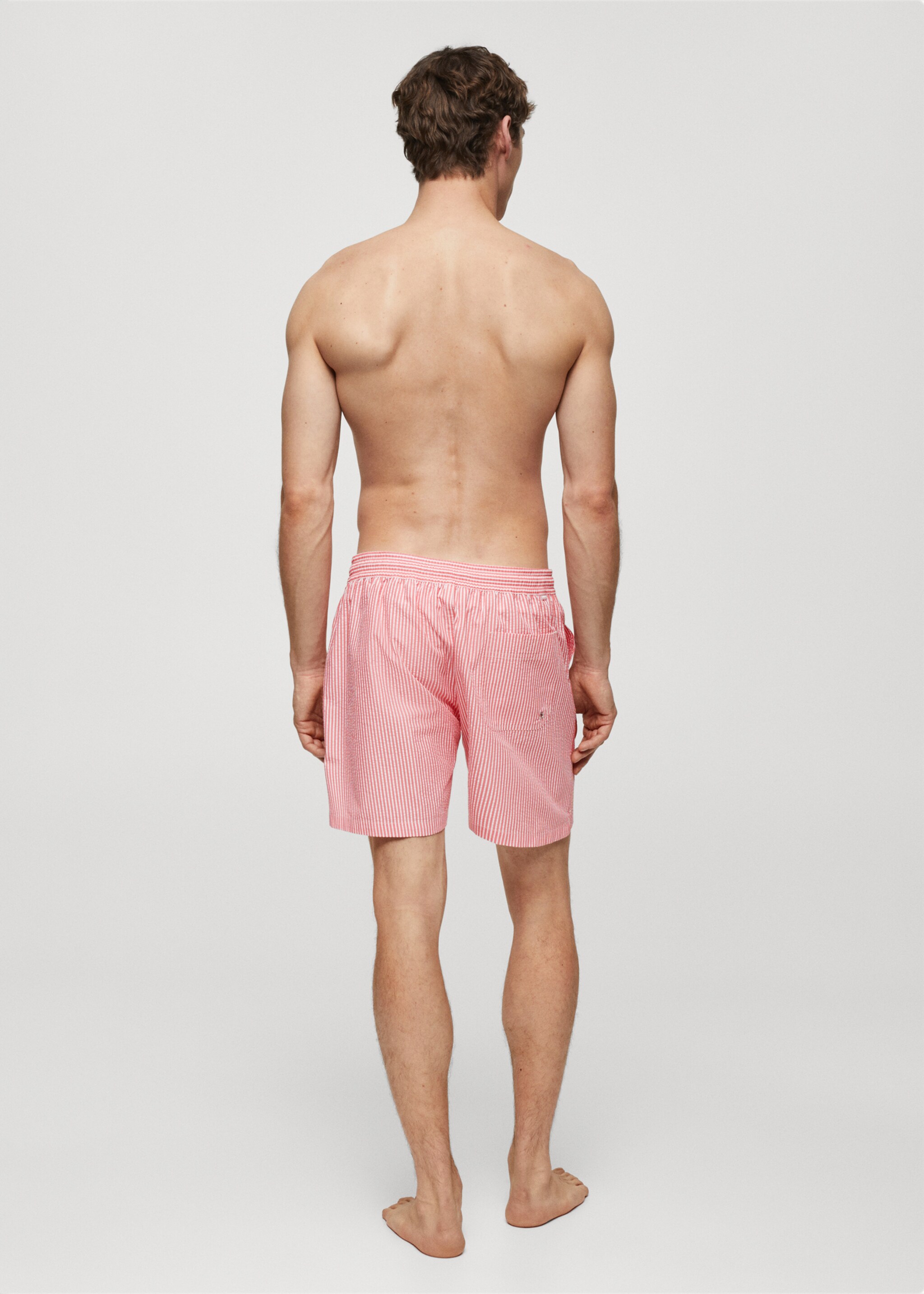 Seersucker striped drawstring swimsuit - Reverse of the article